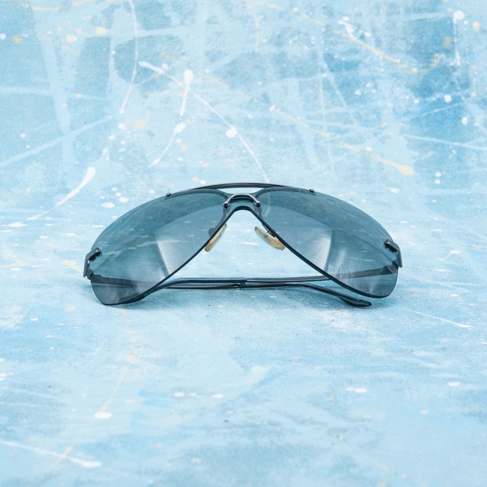 Dior × Vintage Vintage dior logo rimless oval shield aviator sunglasses Size ONE SIZE - 8 Thumbnail