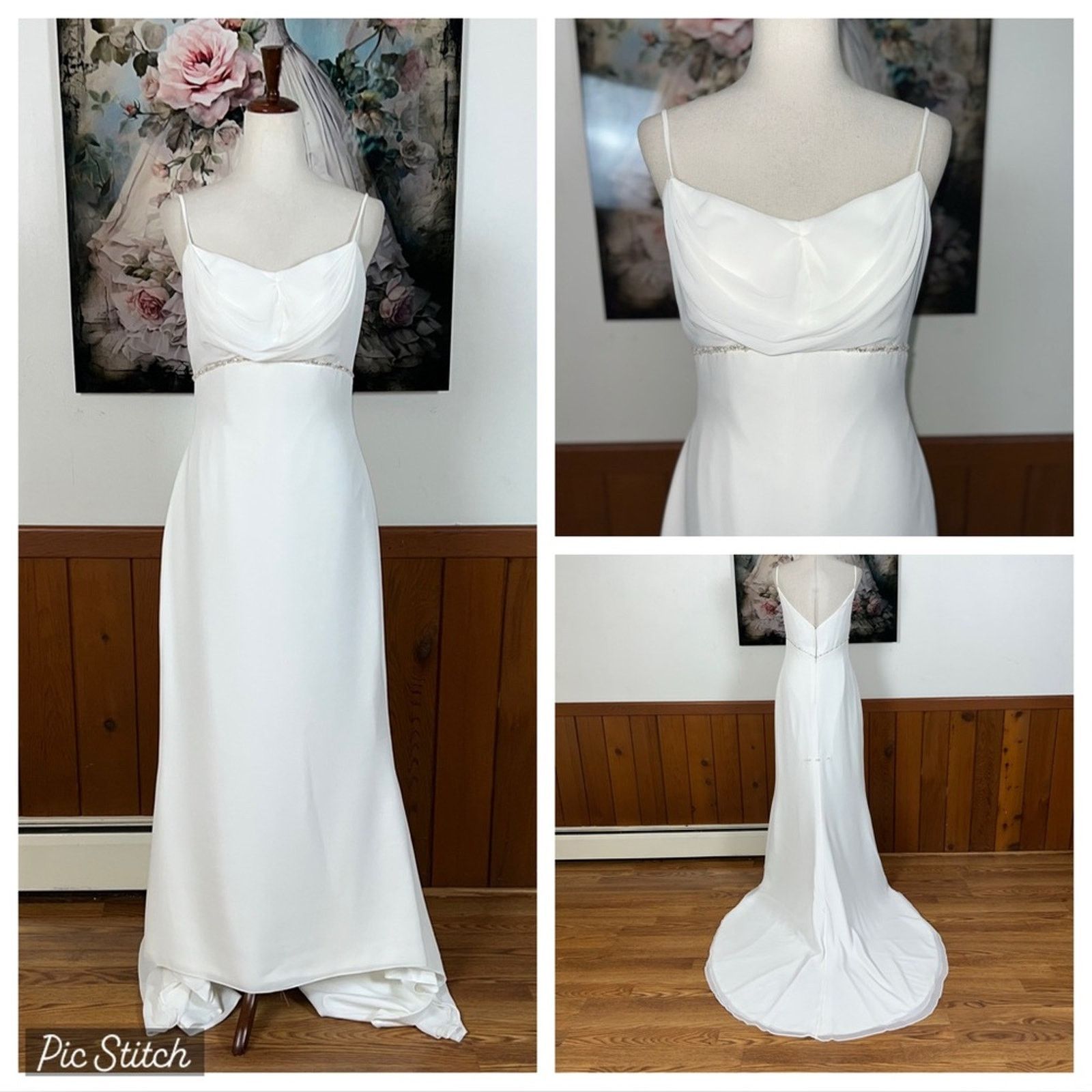 Vintage Pretty Vintage 90s Jacqueline Chiffon Drape Wedding Gown! Size M / US 6-8 / IT 42-44 - 1 Thumbnail