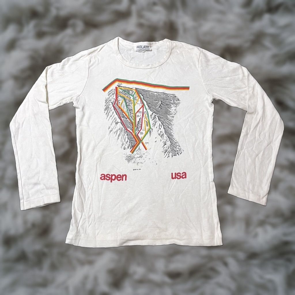 VINTAGE Aspen Colorado Shirt 1970s Ski Lodge Map 70s Skiing Hunter Thompson USA