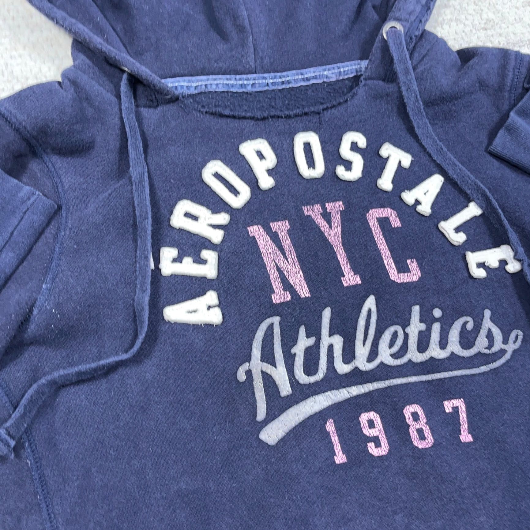 Vintage VINTAGE Aeropostale Hoodie Women M Blue Sweatshirt Logo 90s Pullover Hooded All Seasons 2000s Beach Modern Casual Logo Size M / US 6-8 / IT 42-44 - 4 Thumbnail