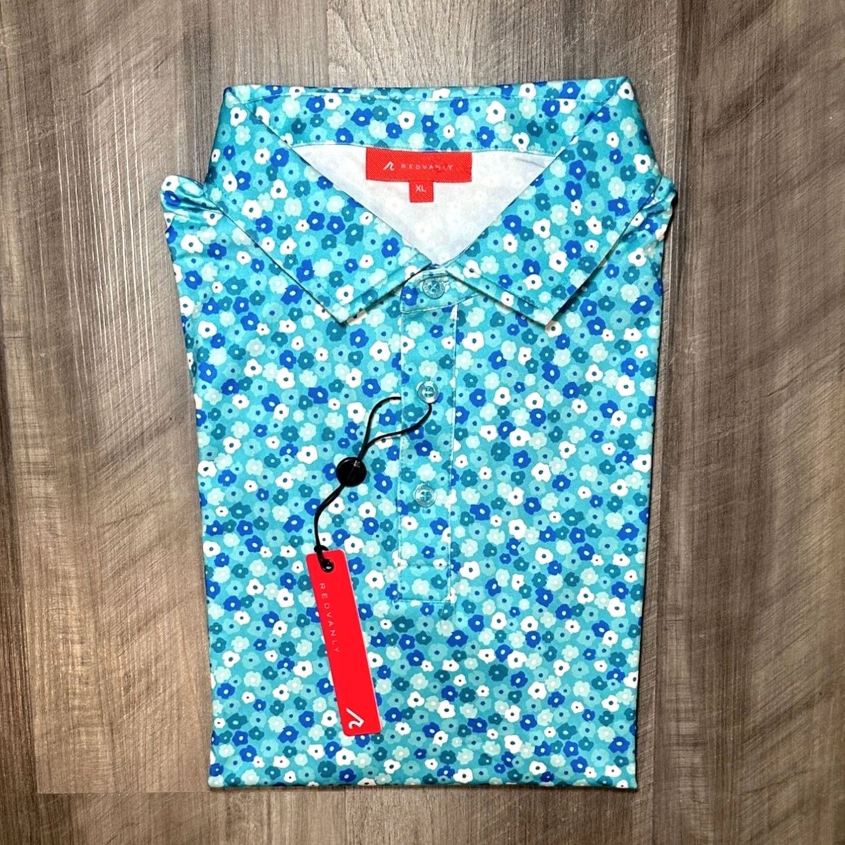 Vintage Redvanly Marne Floral PurePoly Performance Stretch Curaçao Golf Polo XL Mens Blue Shirt Size US XL / EU 56 / 4 - 2 Thumbnail