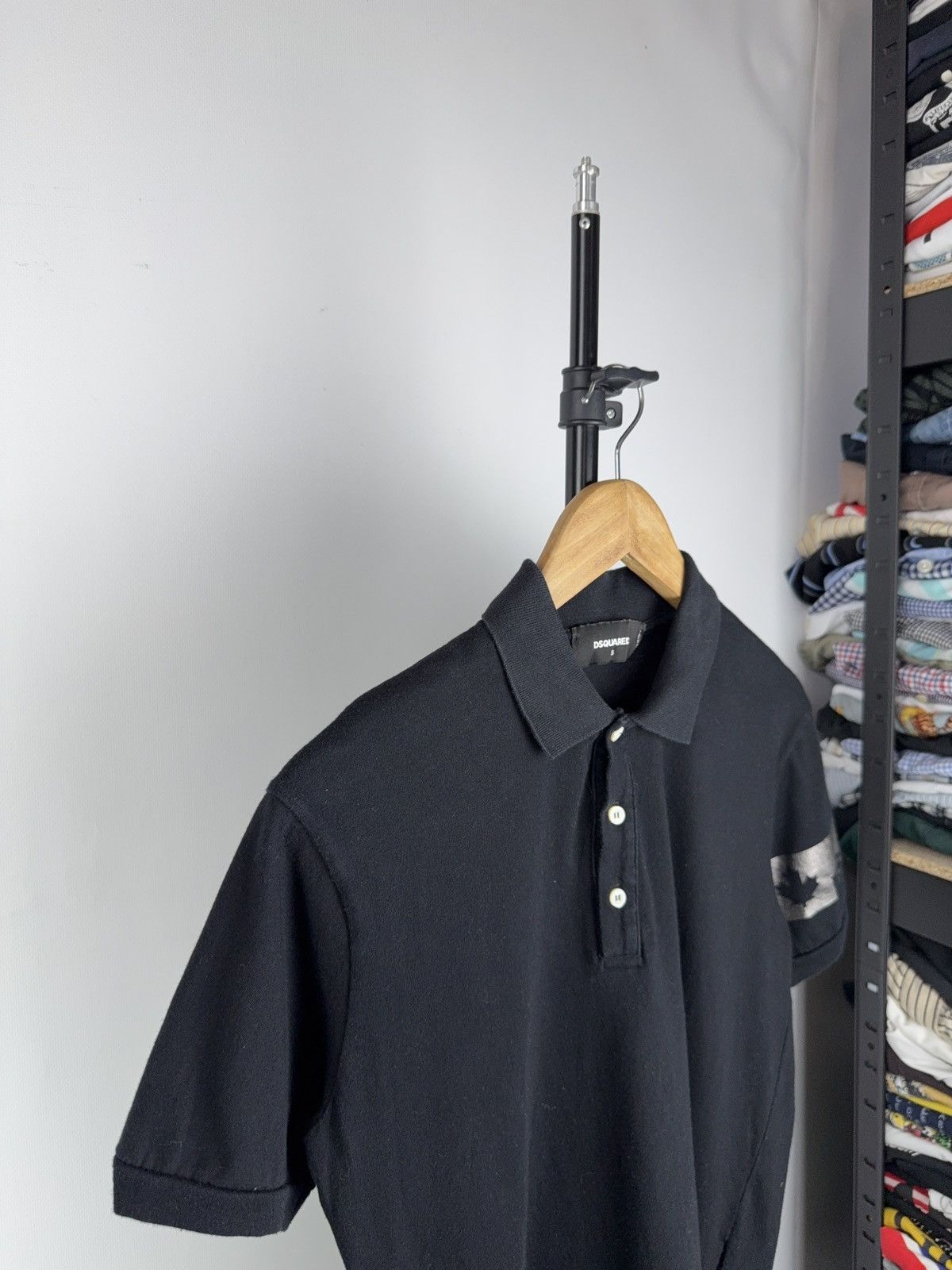 Dsquared2 × Vintage Dsquared2 polo Silver Logo on sleeve streetwear black size S Size US S / EU 44-46 / 1 - 2 Thumbnail