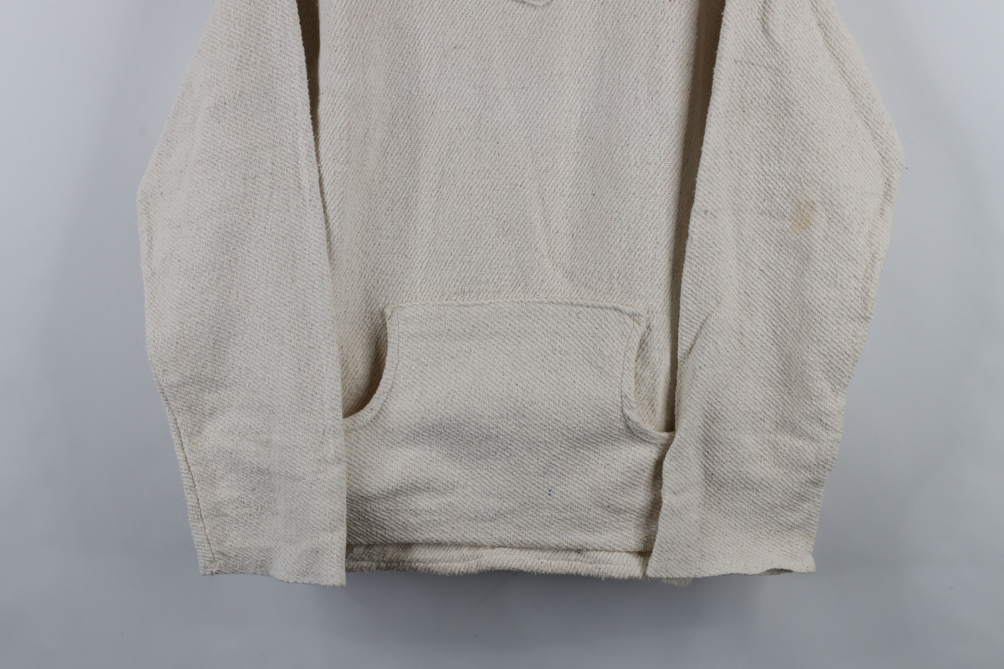 Vintage Vintage 90s Streetwear Drug Rug Hoodie Sweatshirt Cream Size L / US 10 / IT 46 - 3 Thumbnail