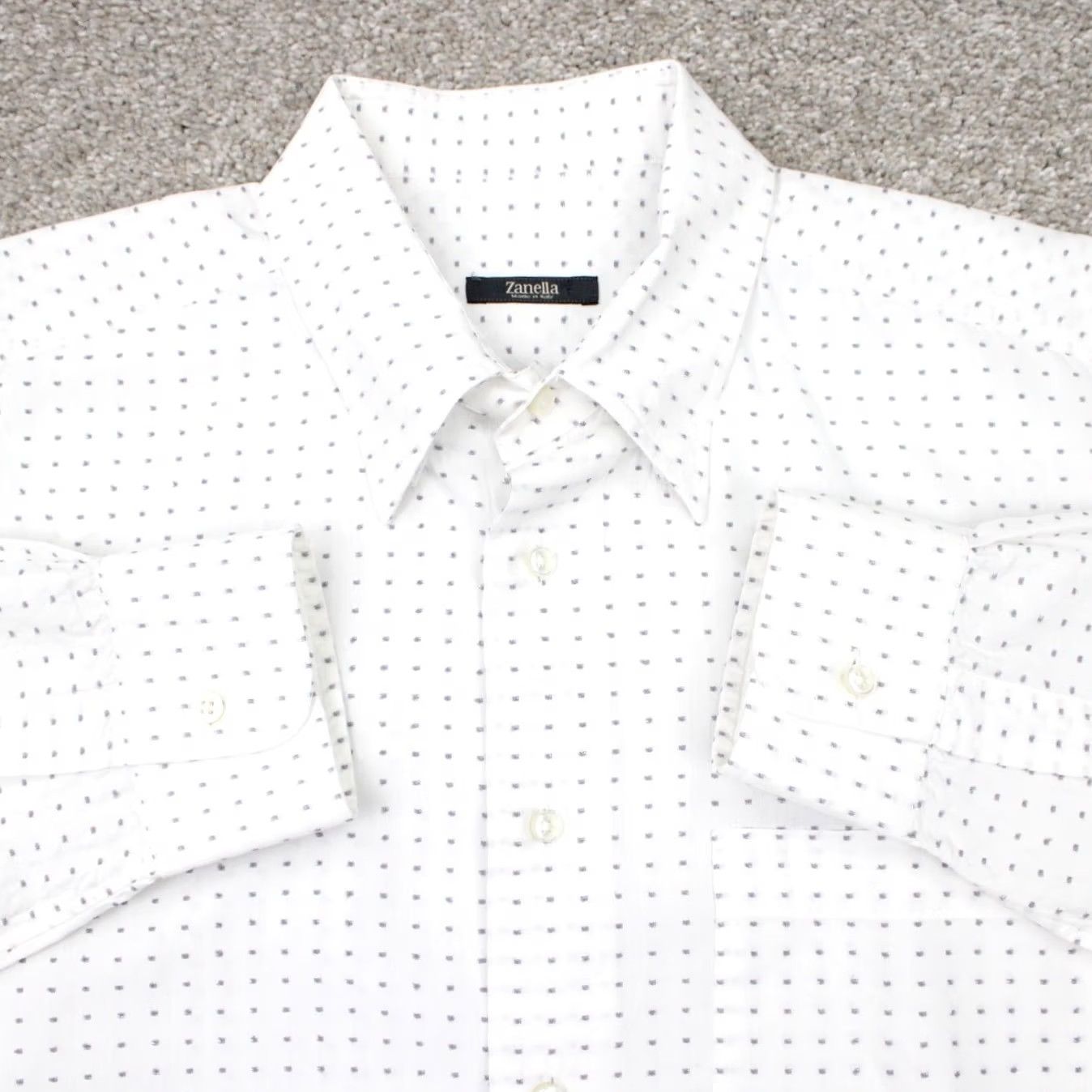 Zanella Zanella Shirt Mens XL White Geometric Seersucker Cotton/Rayon L/S Button-Up Shirt Men’s XL White Geometric Pattern Size US XL / EU 56 / 4 - 2 Thumbnail