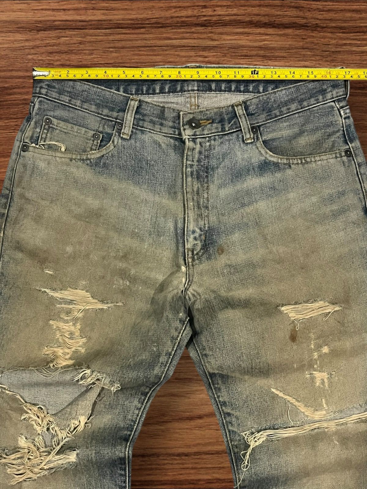 If Six Was Nine × Japanese Brand × Le Grande Bleu (L.G.B.) Vintage Japanese Brand Uniqlo Mud Washed Distressed Jeans Size US 33 - 12 Thumbnail