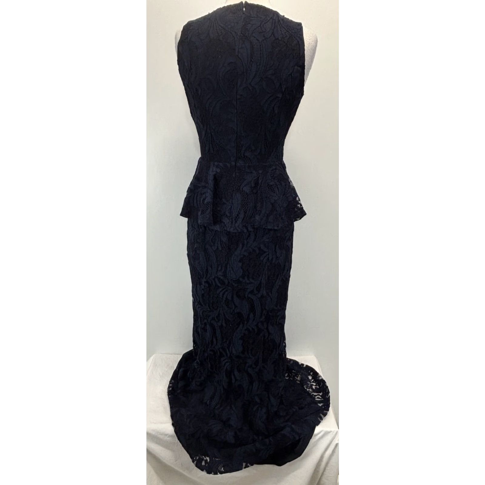 Ralph Lauren Lauren Ralph Lauren Long Dress Gown Sz 4 Navy Lace Overlay Peplum Waist Formal Maxi Womens Size S / US 4 / IT 40 - 3 Thumbnail