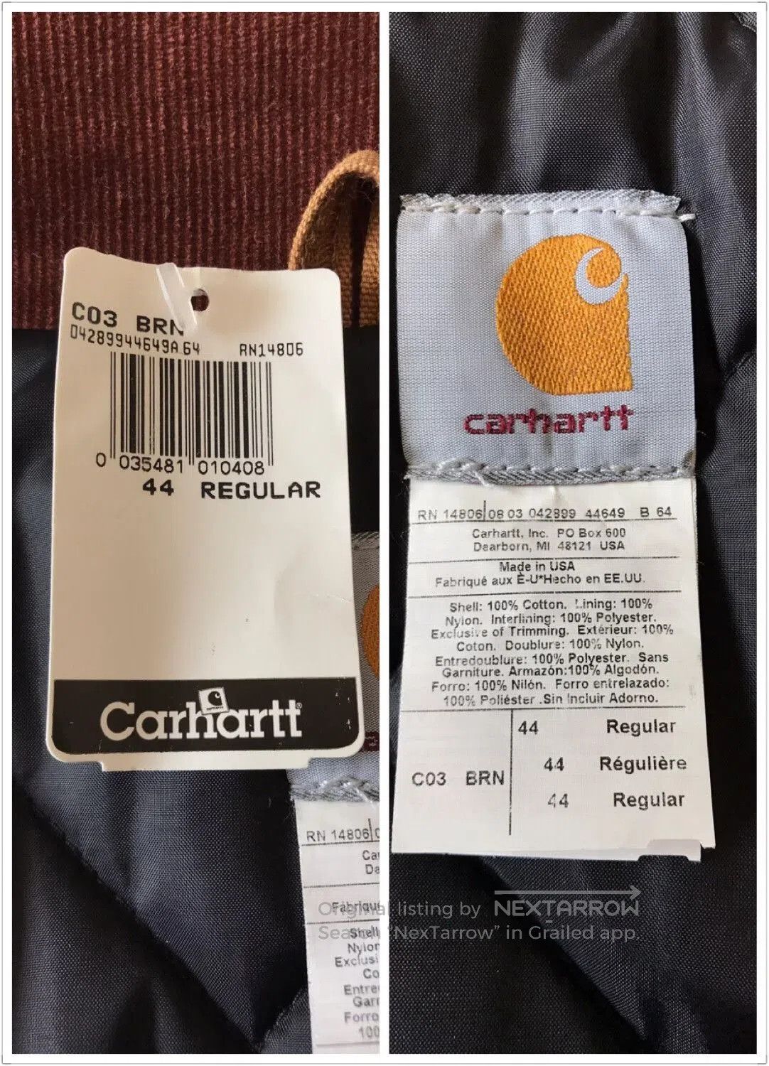 Carhartt Carhartt C03 BRN Canvas Work Jacket. Size US S / EU 44-46 / 1 - 9 Thumbnail