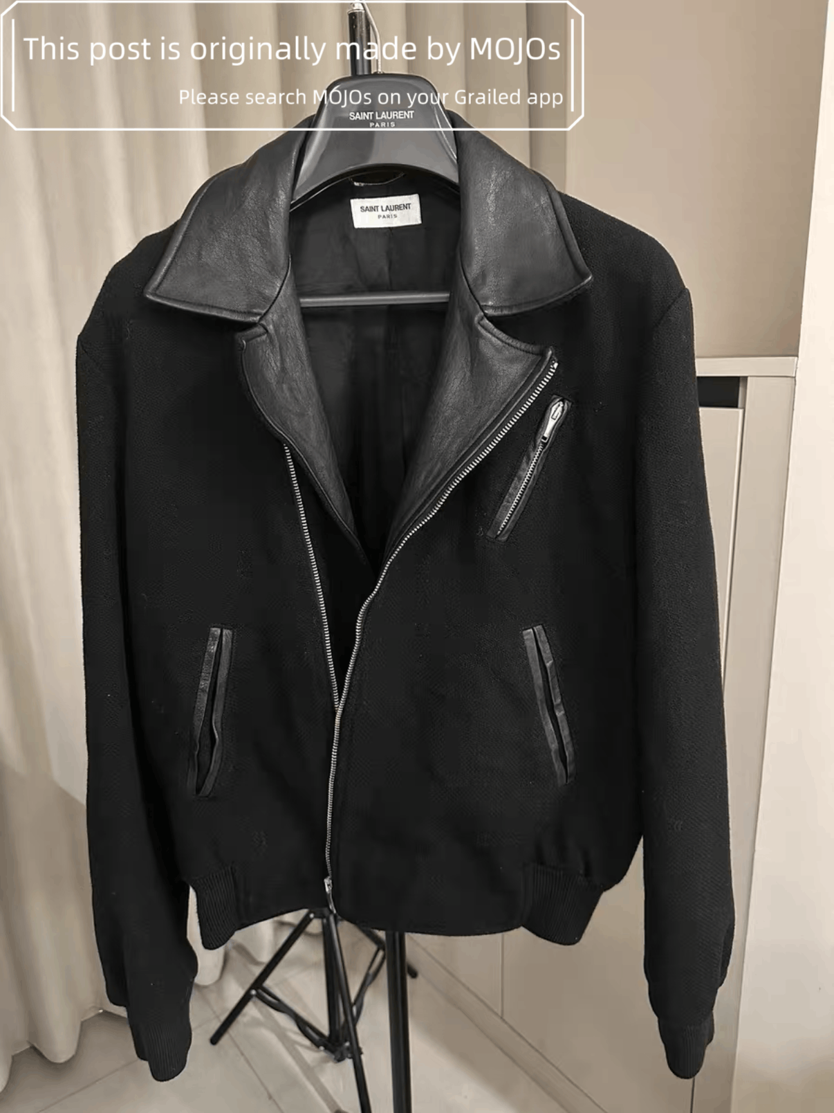 Sz 50 Saint Laurent Paris 14AW Leather Collar Rider Jacket
