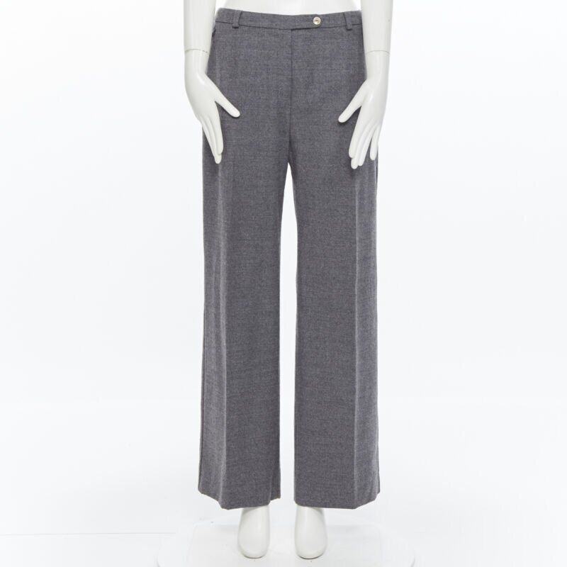 Max Mara SPORTMAX grey virgin wool blend concealed front pocket wide leg pants US12 29" Size 34" / US 12 / IT 48 - 1 Thumbnail