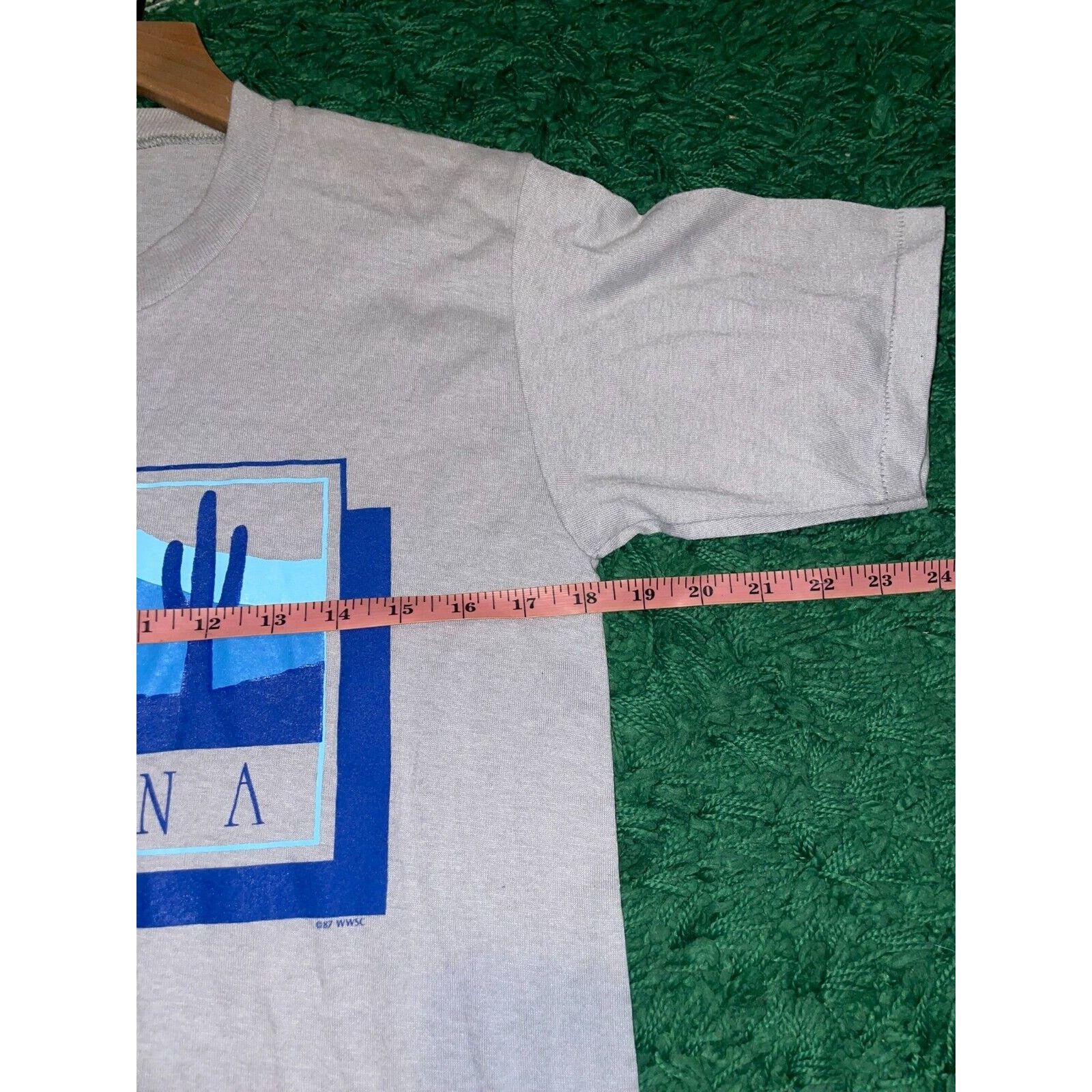 Jerzees 1980s Vintage Arizona Shirt Gray Blue Cactus Tee 80s 1987 M Size US M / EU 48-50 / 2 - 11 Thumbnail