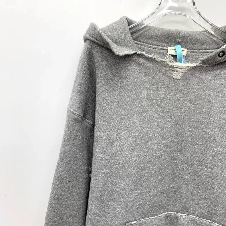 Saint Laurent Paris Saint Laurent Paris Gray Logo Printed Distressed Cotton Ho Size US L / EU 52-54 / 3 - 3 Thumbnail