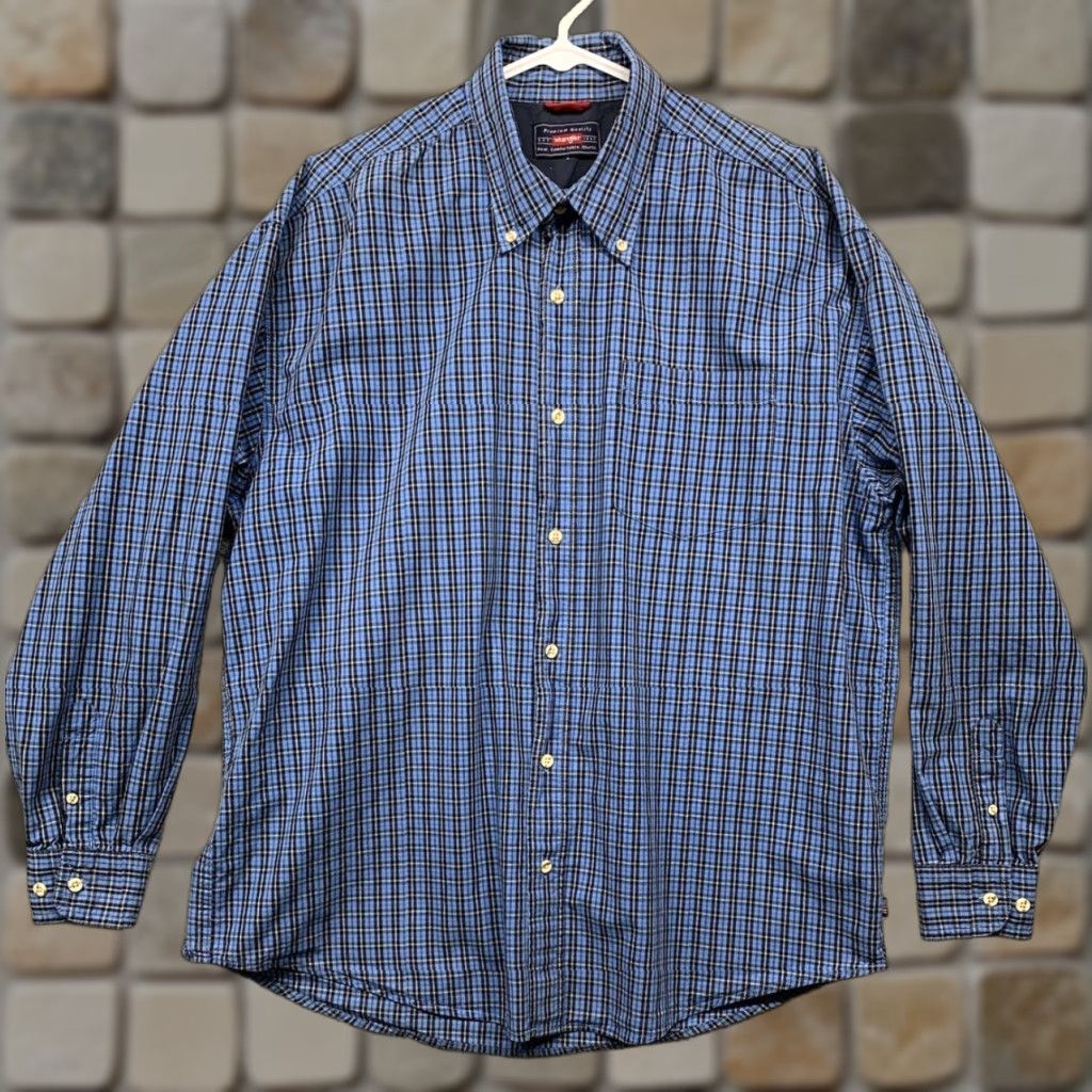 Wrangler VINTAGE Wrangler Button Shirt Men’s L Blue Black Plaid 1 Pocket Western Button-Up Size US L / EU 52-54 / 3 - 1 Thumbnail