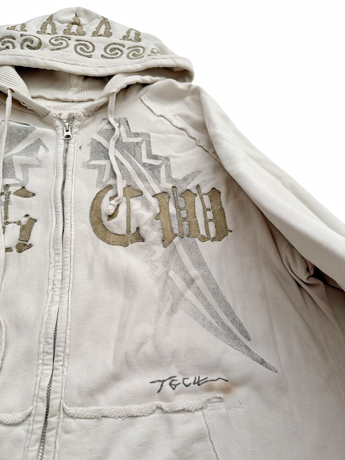 The Great China Wall 2000’s Patchwork Appliqué Skull Zip Hoodie Size US XXL / EU 58 / 5 - 6 Thumbnail