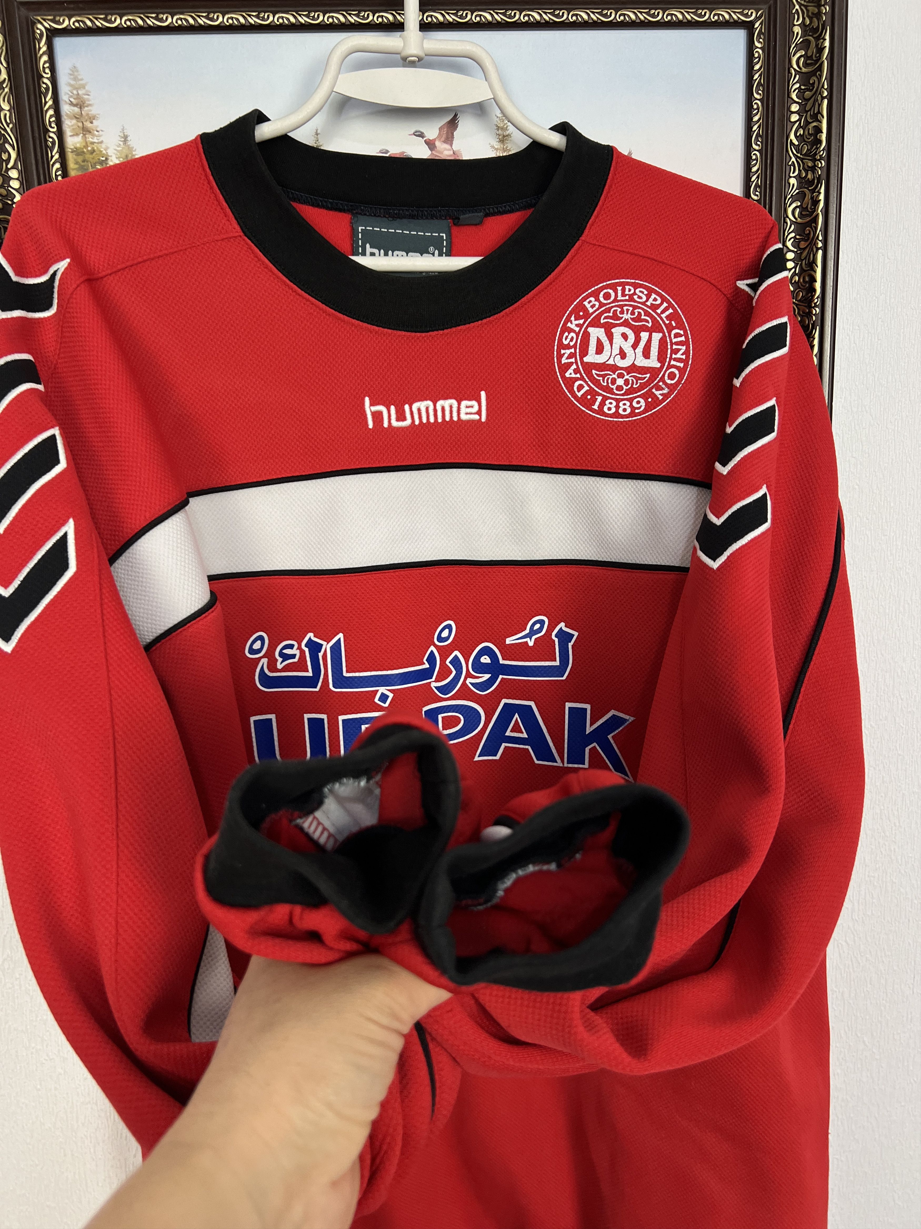 Hummel Denmark Football Sweatshirt Soccer Crewneck Player Issue Size US XL / EU 56 / 4 - 5 Thumbnail