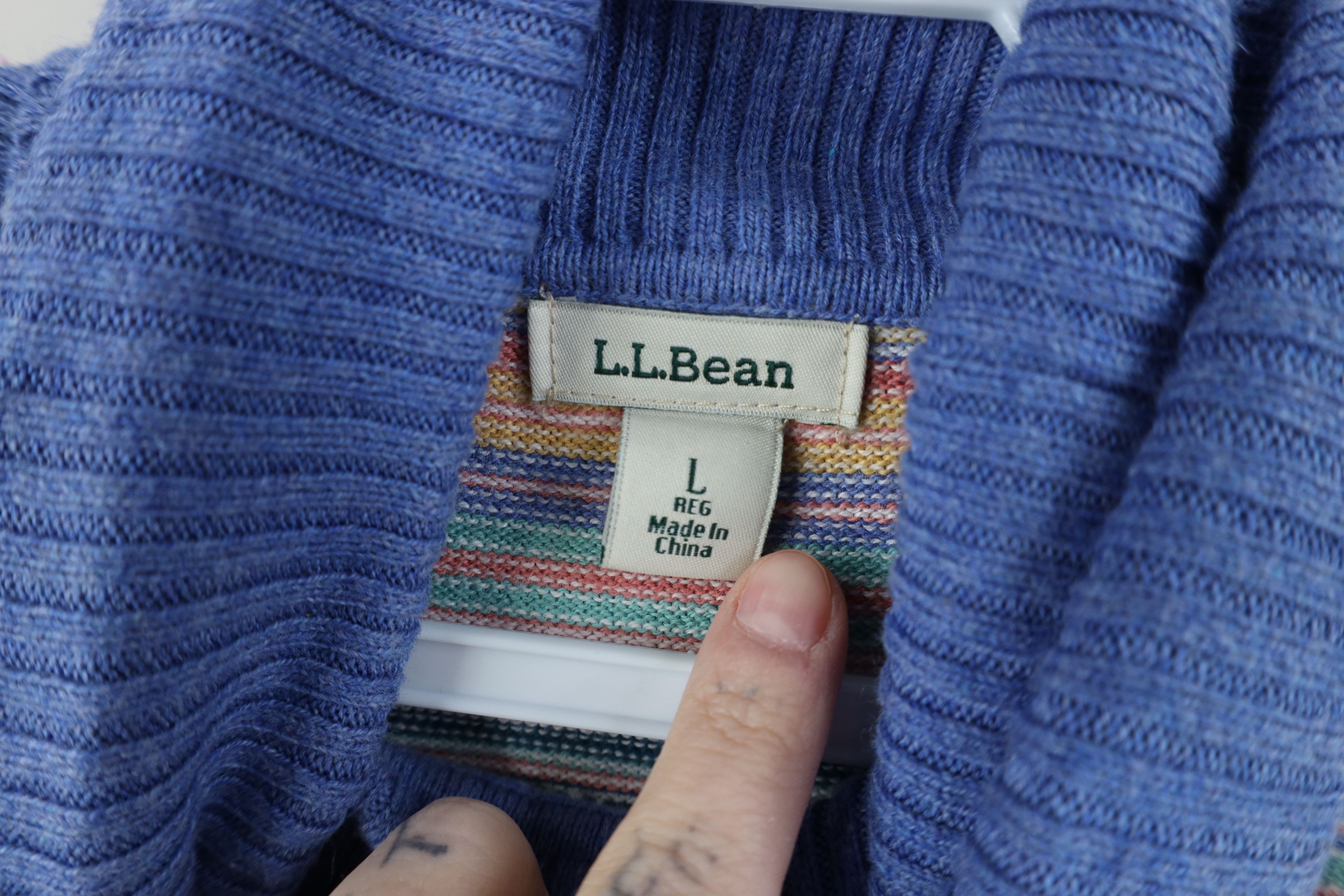 L.L. Bean Vintage LL Bean Cashmere Striped Knit Turtleneck Sweater Size L / US 10 / IT 46 - 7 Thumbnail
