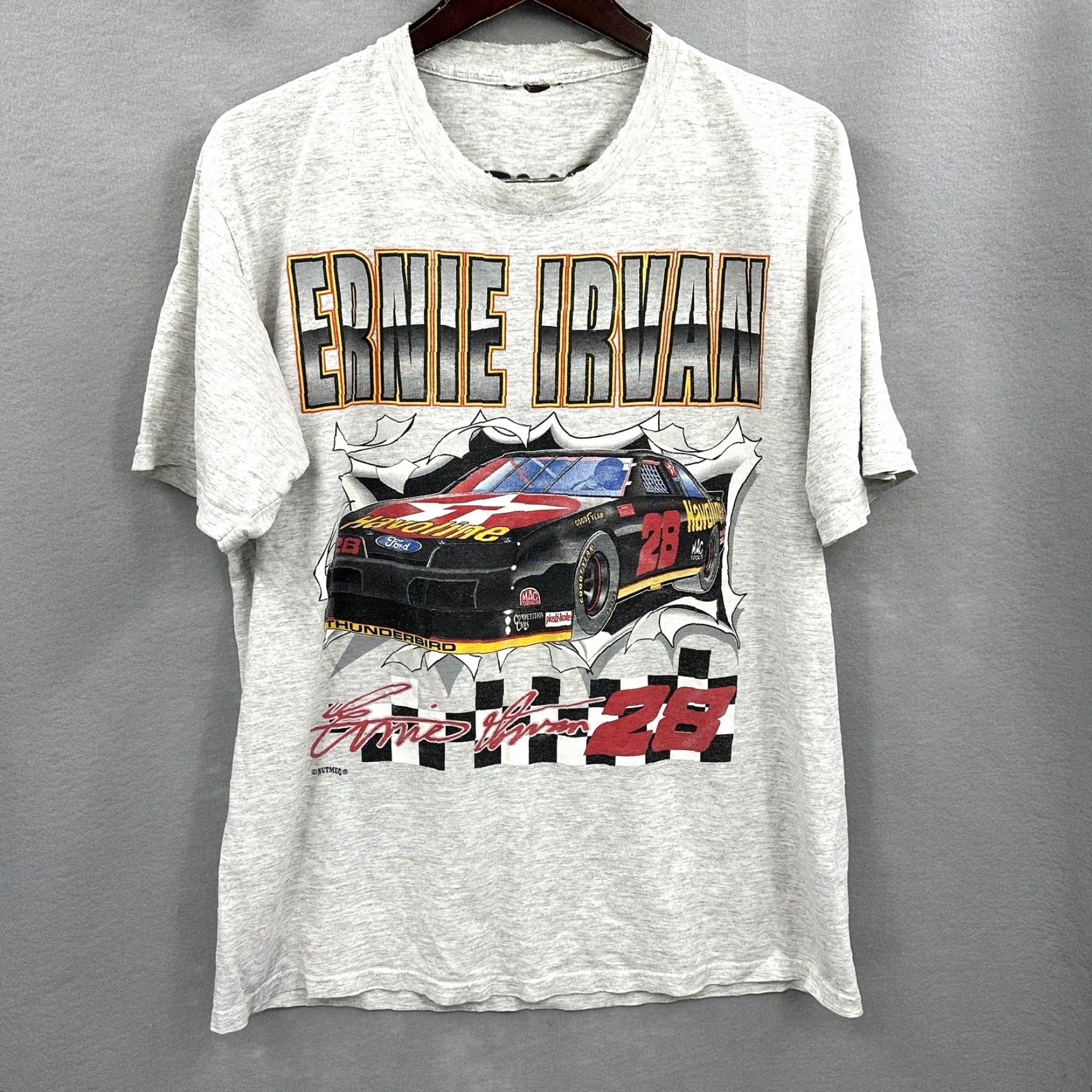 NASCAR VINTAGE Nascar Racing Shirt Mens L Havoline Texaco Ernie Irvan 28 Distress y2k Gray Cotton Jersey Logo 1990s Cars T-Shirt Mens Size US L / EU 52-54 / 3 - 2 Thumbnail