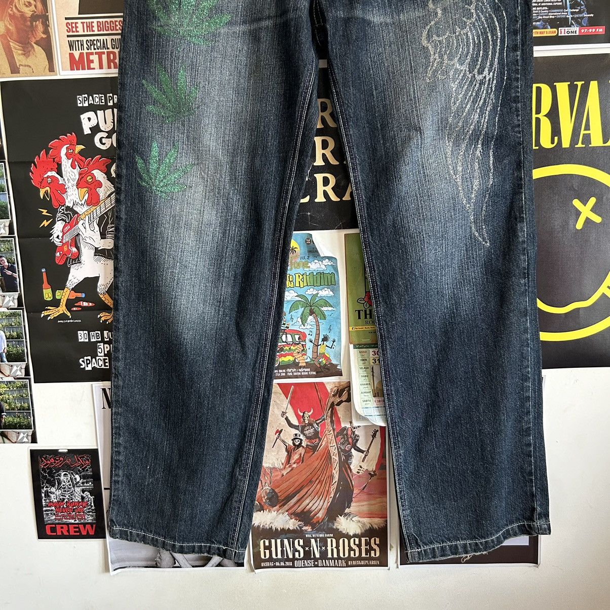 Vintage Vintage Japanese Denim Rasta Marijuana Leaf Print and Patch Size US 34 / EU 50 - 3 Thumbnail