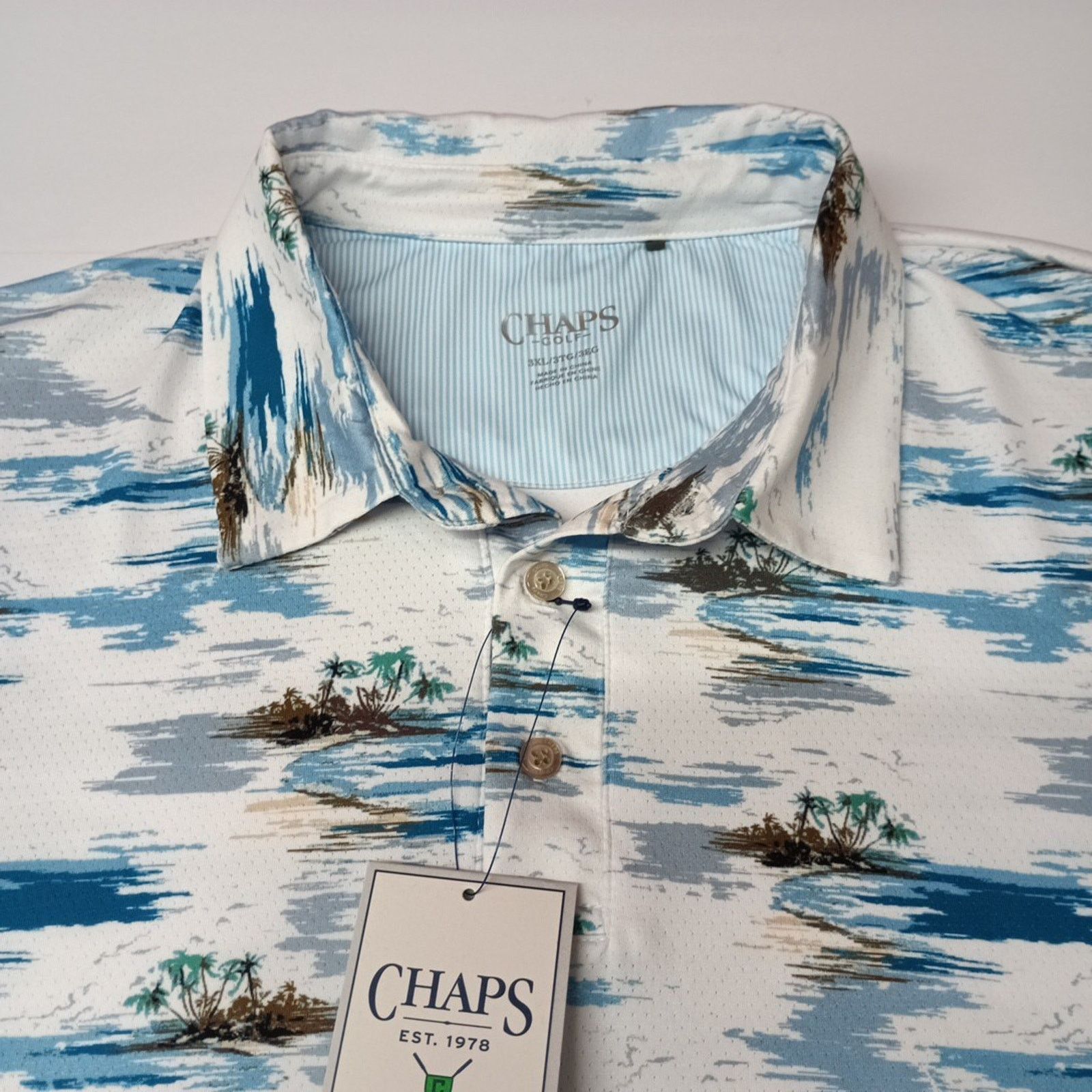 Chaps Chaps Printed Golf Polo Shirt Men's Size 3XL White Stretch Size US XXL / EU 58 / 5 - 2 Thumbnail