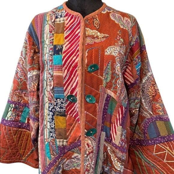 Other Handmade Patchwork Kimono Jacket Women Bright Multicolor OS Size ONE SIZE - 2 Thumbnail