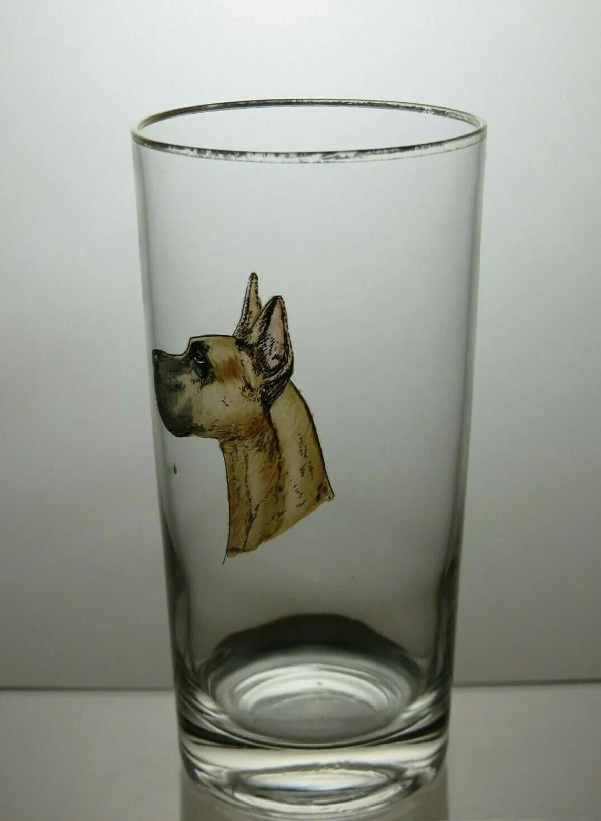 The Unbranded Brand 4 x Glass Highball Tumblers Hand Painted Dog Picture 5 1/2" Size ONE SIZE - 2 Thumbnail