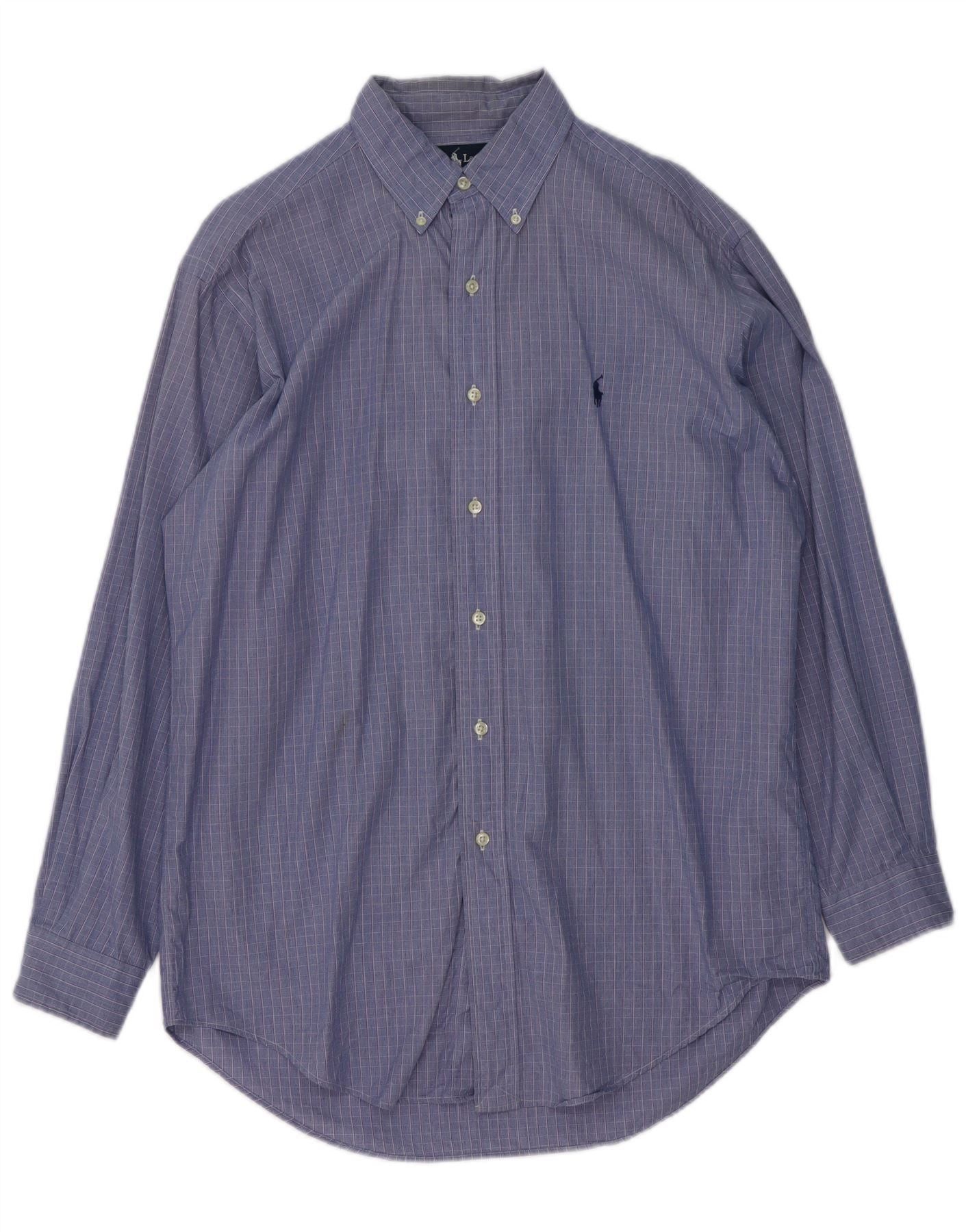 Ralph Lauren Mens Yarmouth Loose Fit Shirt 15 1/2 Medium Blue Check Size US M / EU 48-50 / 2 - 1 Thumbnail