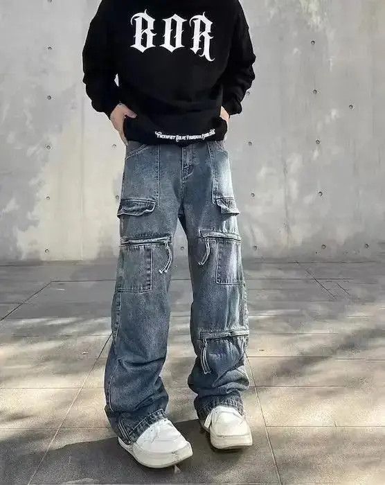 Japanese Brand Y2k Baggy Cargo Pants Denim Baggy Jeans Trousers Size US 30 / EU 46 - 3 Thumbnail