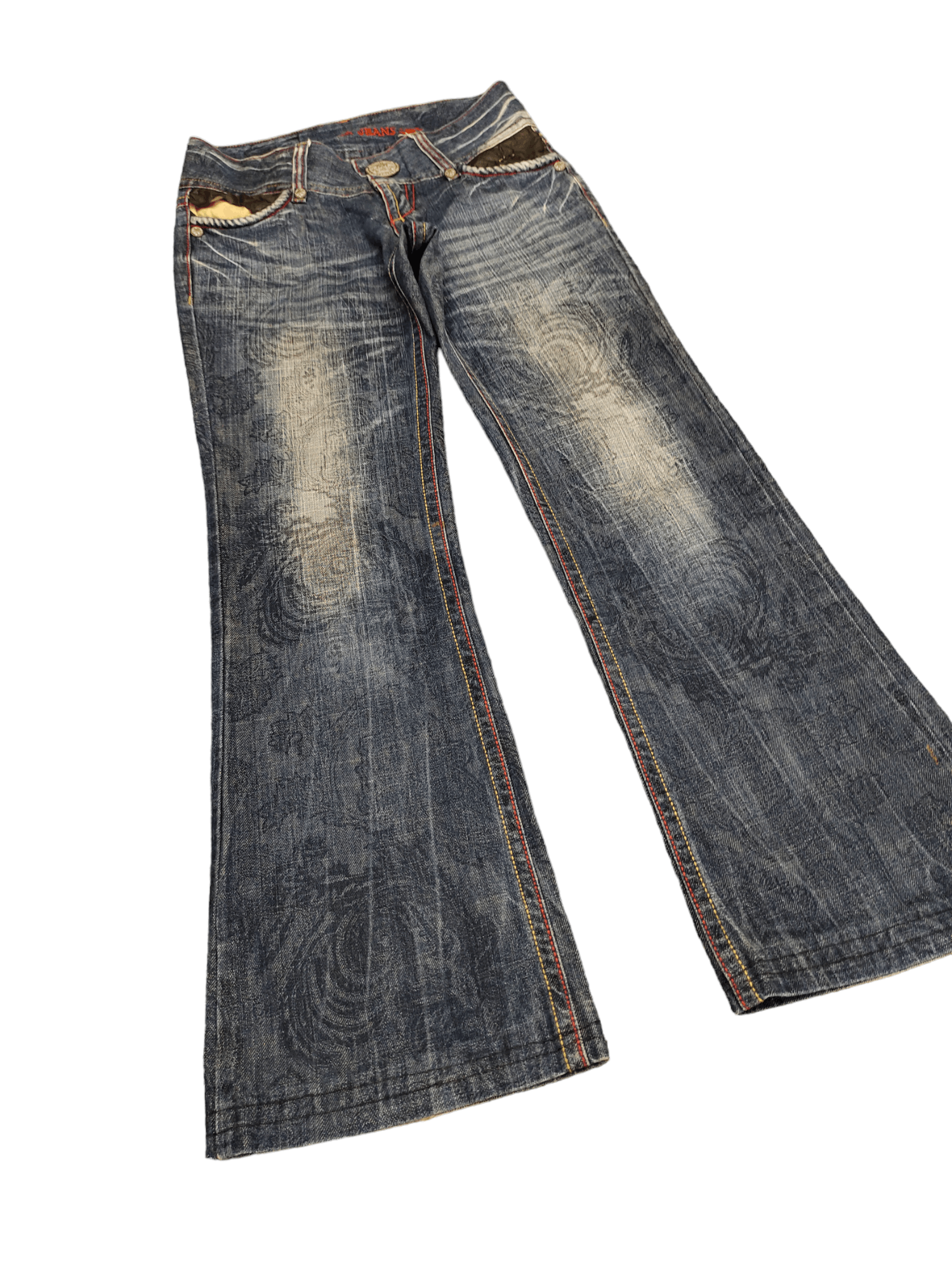 If Six Was Nine Flare Jeans Riobera Embroide Faded Low Rise Boot Cut Y2k Goa Size US 28 / EU 44 - 12 Thumbnail