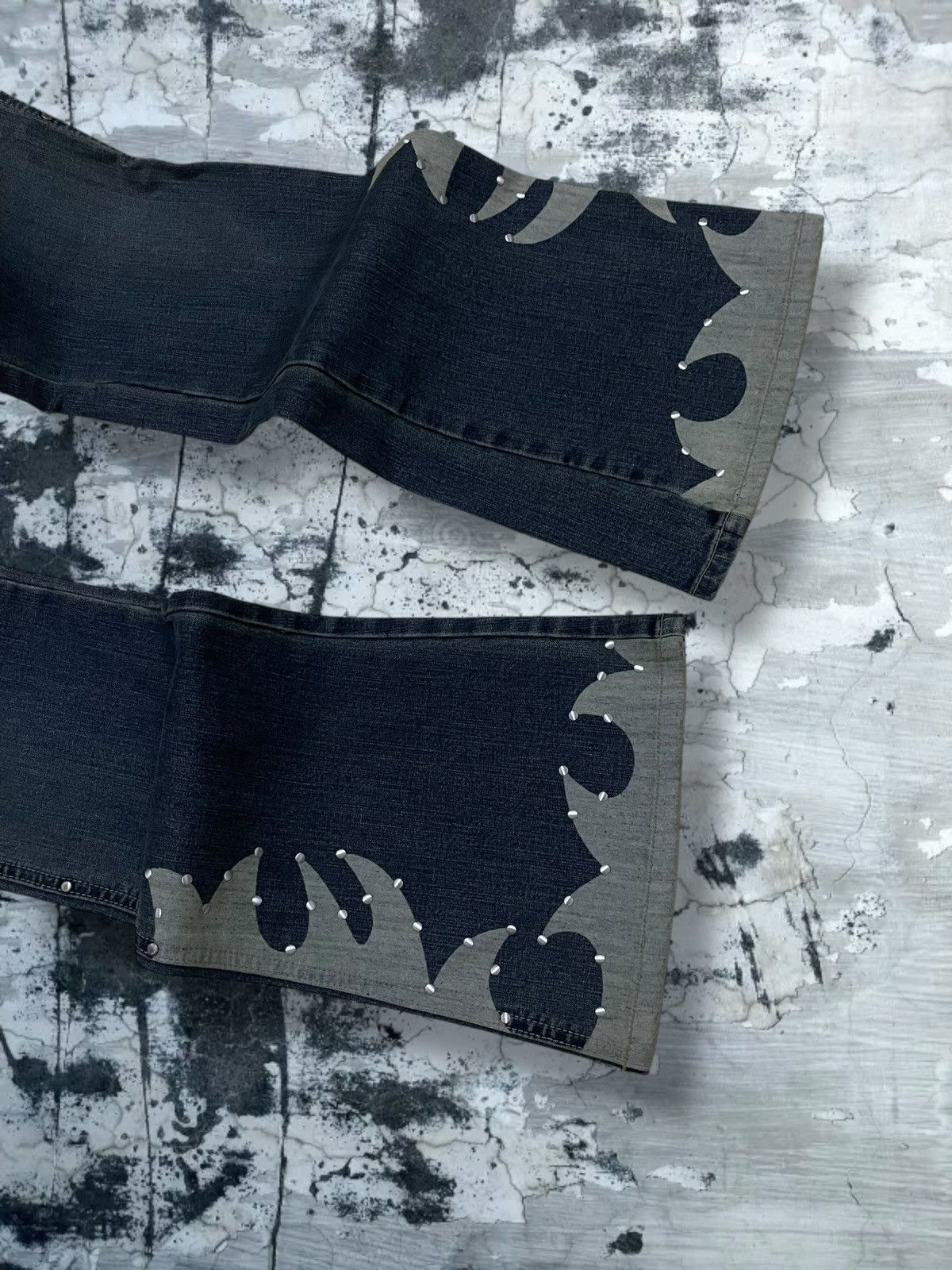 Tornado Mart Vintage 1990s Japan Designer Oririn Flared Art Obelisk Denim Size US 26 / EU 42 - 5 Thumbnail