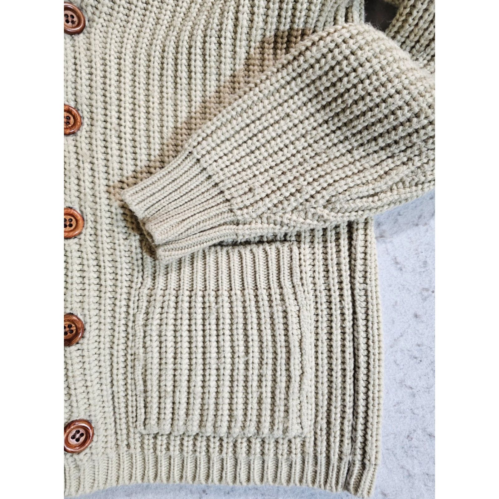 Vintage VINTAGE Montgomery Ward Cable Knit Shawl Collar Button-Up Cardigan Sweater M Ivory 1970s Grunge Mens Size US M / EU 48-50 / 2 - 6 Thumbnail