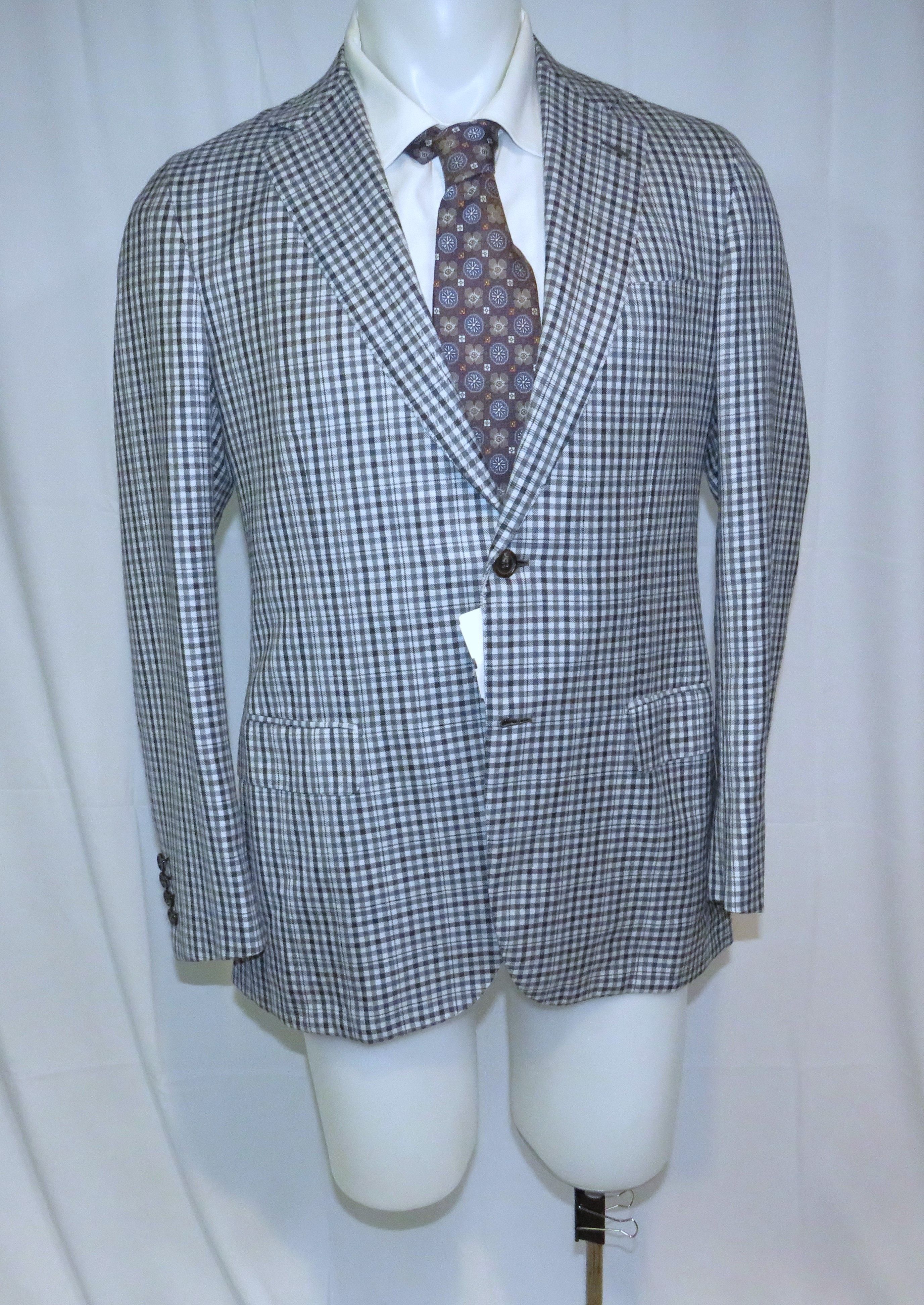 Brioni Piuma Sky Blue Check Cashmere Silk Two Button Blazer 40R NWT Size 40R - 7 Thumbnail