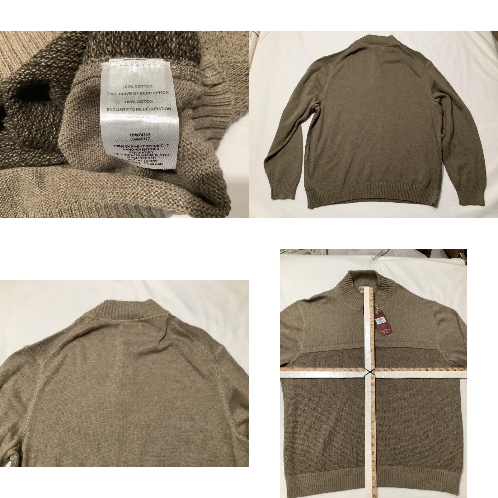 Vintage RedHead Sweater Mens 2XL Beige Waffle Knit Henley Mock Neck Pullover Outdoor Size US XXL / EU 58 / 5 - 8 Thumbnail