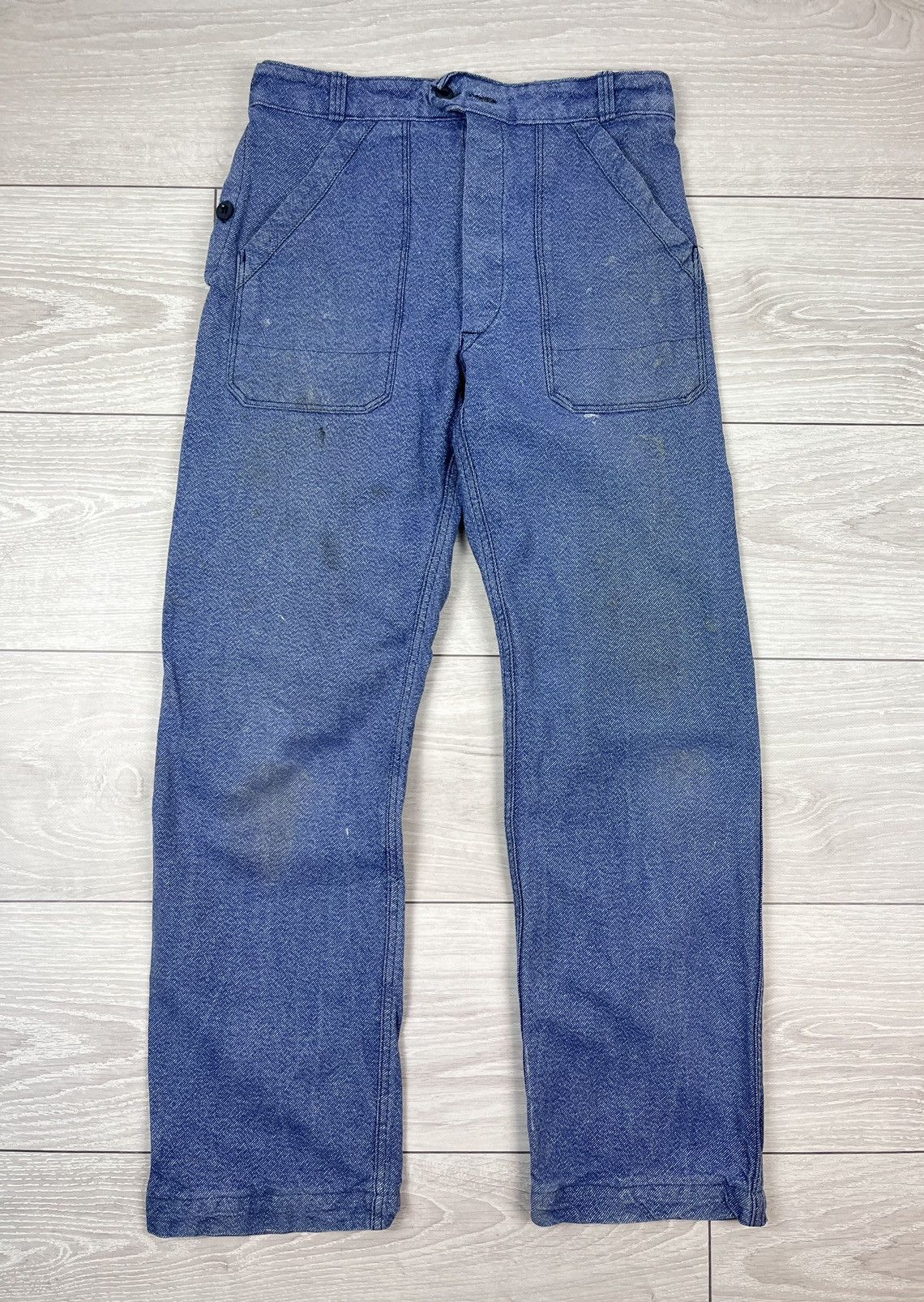 Le Laboureur Le Laboureur Vintage 80s Blue French Work Canvas Pants Size US 32 / EU 48 - 1 Thumbnail