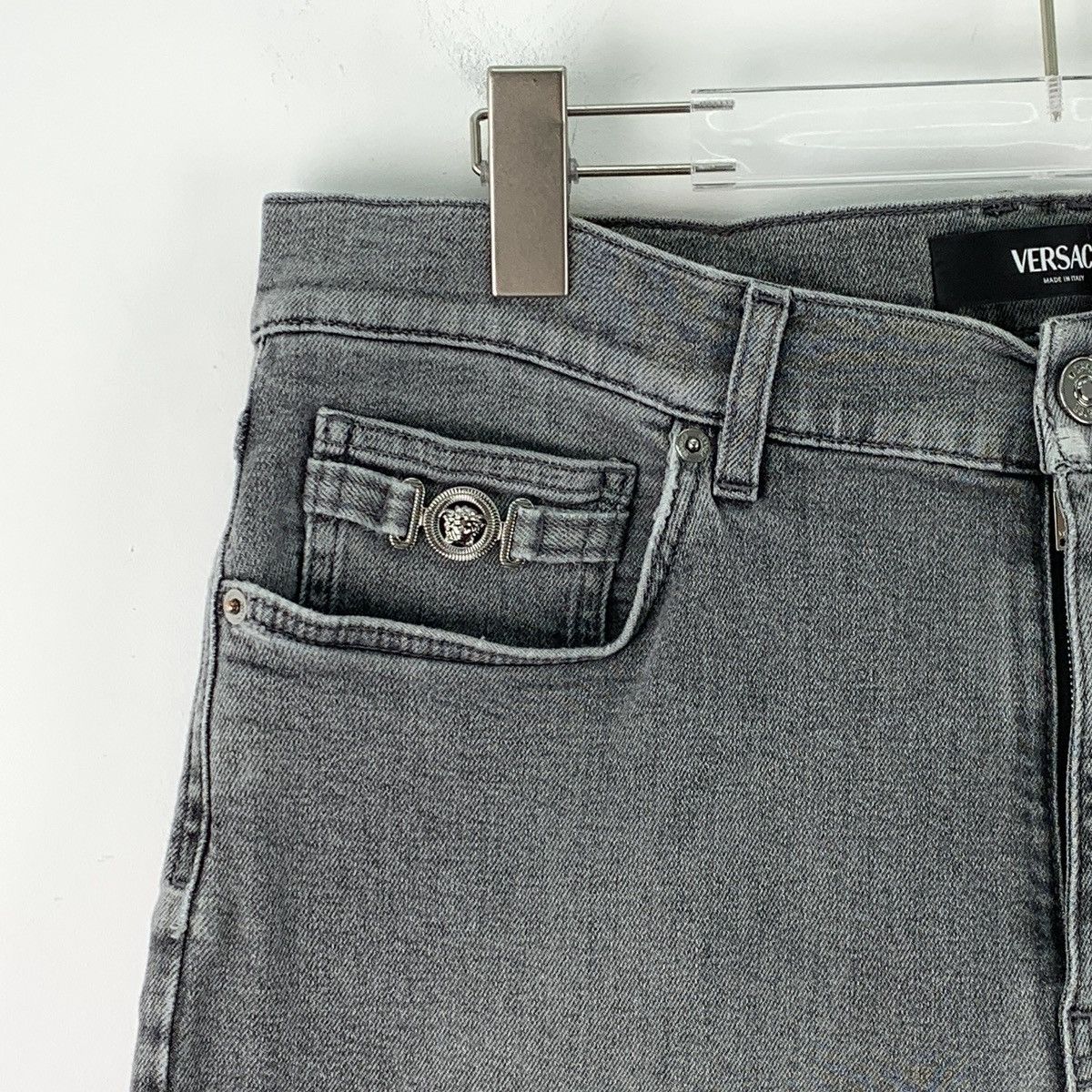 Versace Versace Light Grey Washed Cotton Casual Denim Pants K26WX Size US 34 / EU 50 - 3 Thumbnail