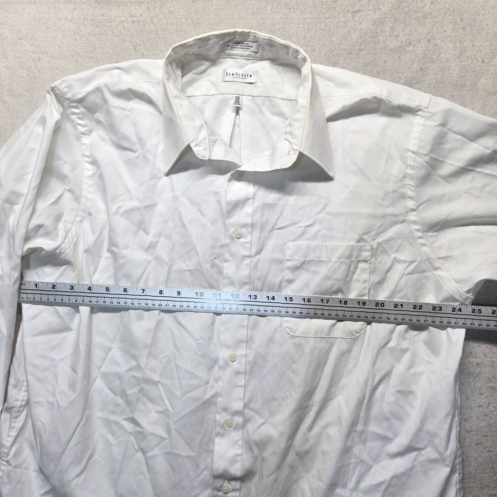 Van Heusen Van Heusen Shirt White Solid Button Up Long Sleeve 2XL 18.5/34 Regular Fit Mens Dress Shirt White, 2XL, Regular Fit Size US XXL / EU 58 / 5 - 4 Thumbnail