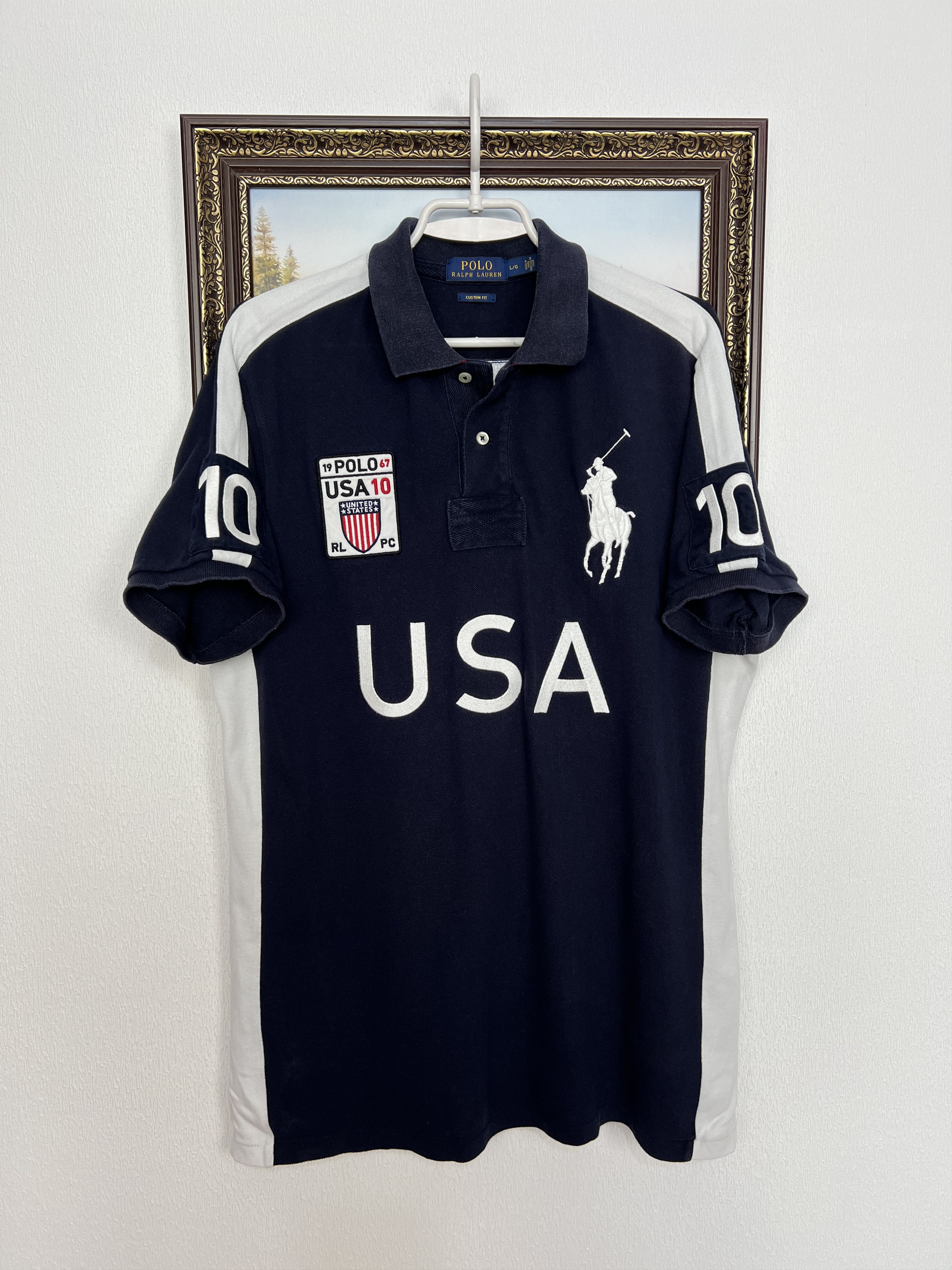 Polo Ralph Lauren Vintage Chief Keef USA Blue White Jersey Trikot Shirt Size US L / EU 52-54 / 3 - 1 Thumbnail