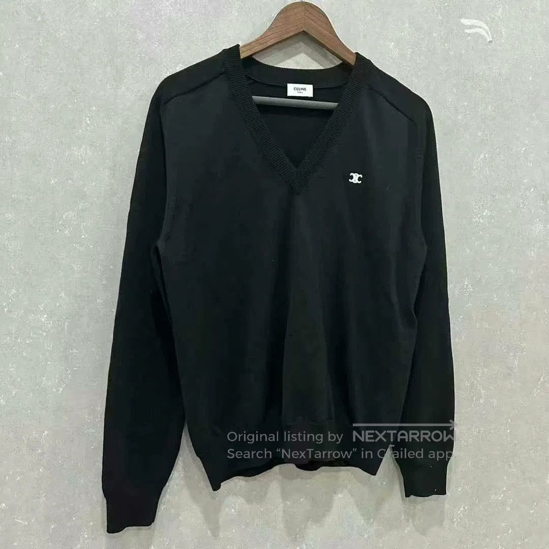 Celine celine black v-neck wool sweater size S. Size S / US 4 / IT 40 - 3 Thumbnail