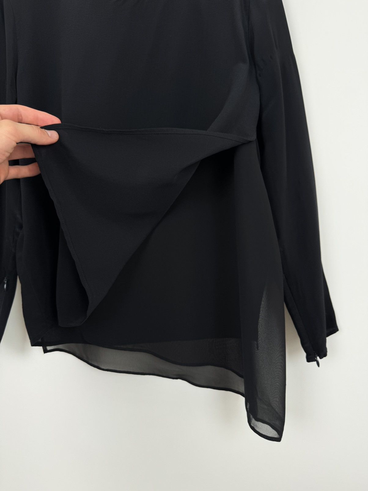 Allsaints AllSaints Black Viscose/Silk Long Sleeve Blouse Size S / US 4 / IT 40 - 8 Thumbnail