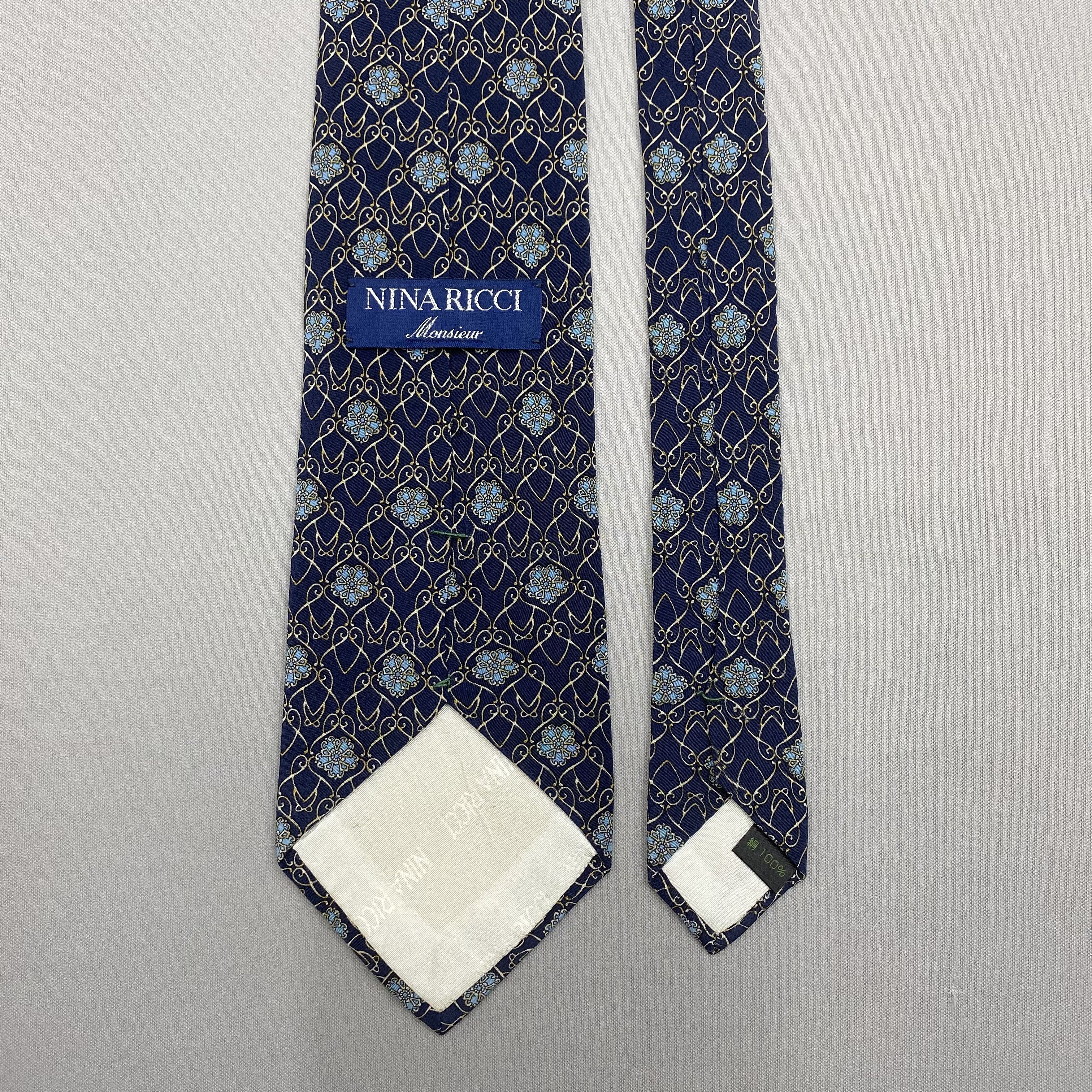 Japanese Brand Vintage Nina Ricci SILK Necktie Cravate Pure Silk Neck Tie Size ONE SIZE - 6 Thumbnail