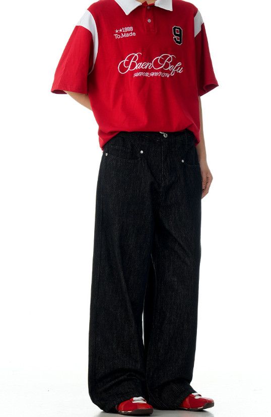 Japanese Brand American retro distressed men's straight leg cleanfit jeans Size US 32 / EU 48 - 3 Thumbnail