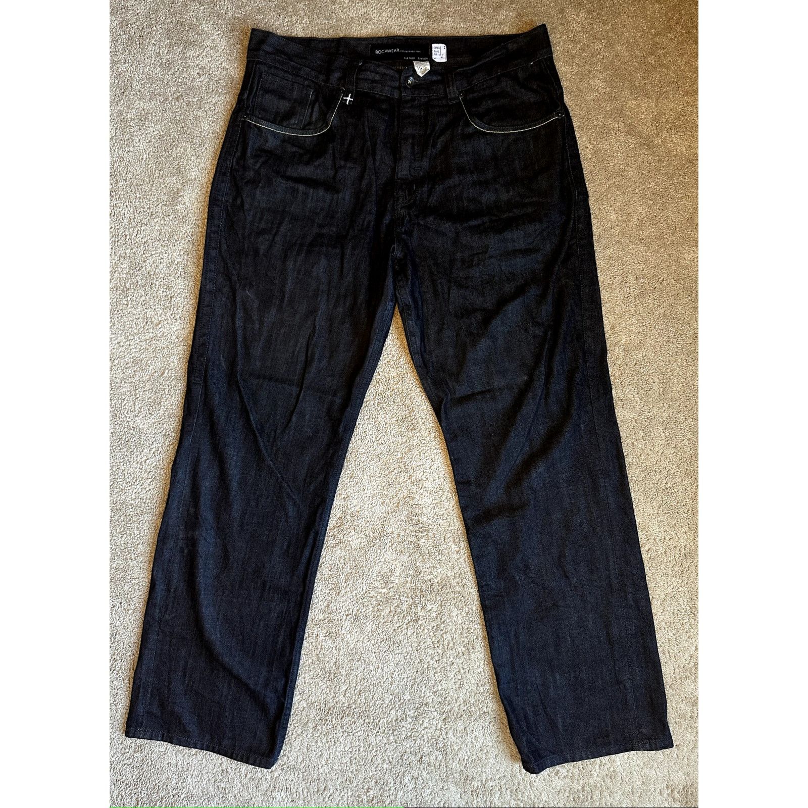 Rocawear Rocawear Original Fit Dark Wash Baggy Straight Jeans Navy 38 Size US 38 / EU 54 - 2 Thumbnail