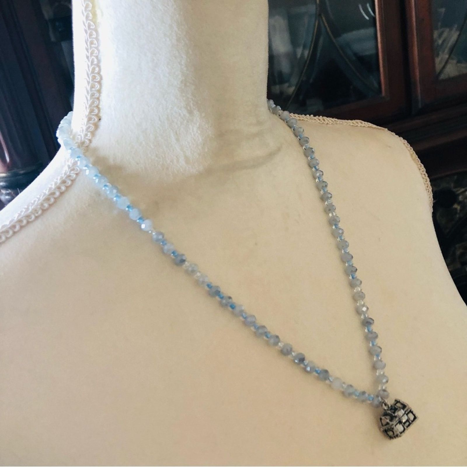 Jewelry Faceted opal glass crystal bead treasure chest necklac Size ONE SIZE - 7 Thumbnail