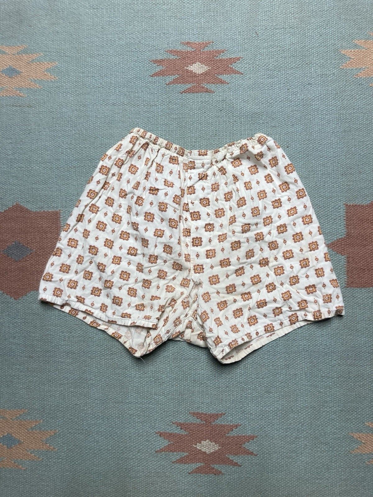 Vintage 50s men’s boxer shorts broadcloth cotton distressed Small Size 26" / US 2 / IT 38 - 1 Thumbnail