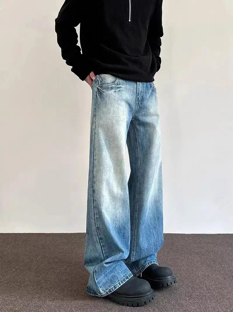 Japanese Brand Street hip-hop faded pan-color straight wide-leg jeans Size US 30 / EU 46 - 1 Thumbnail