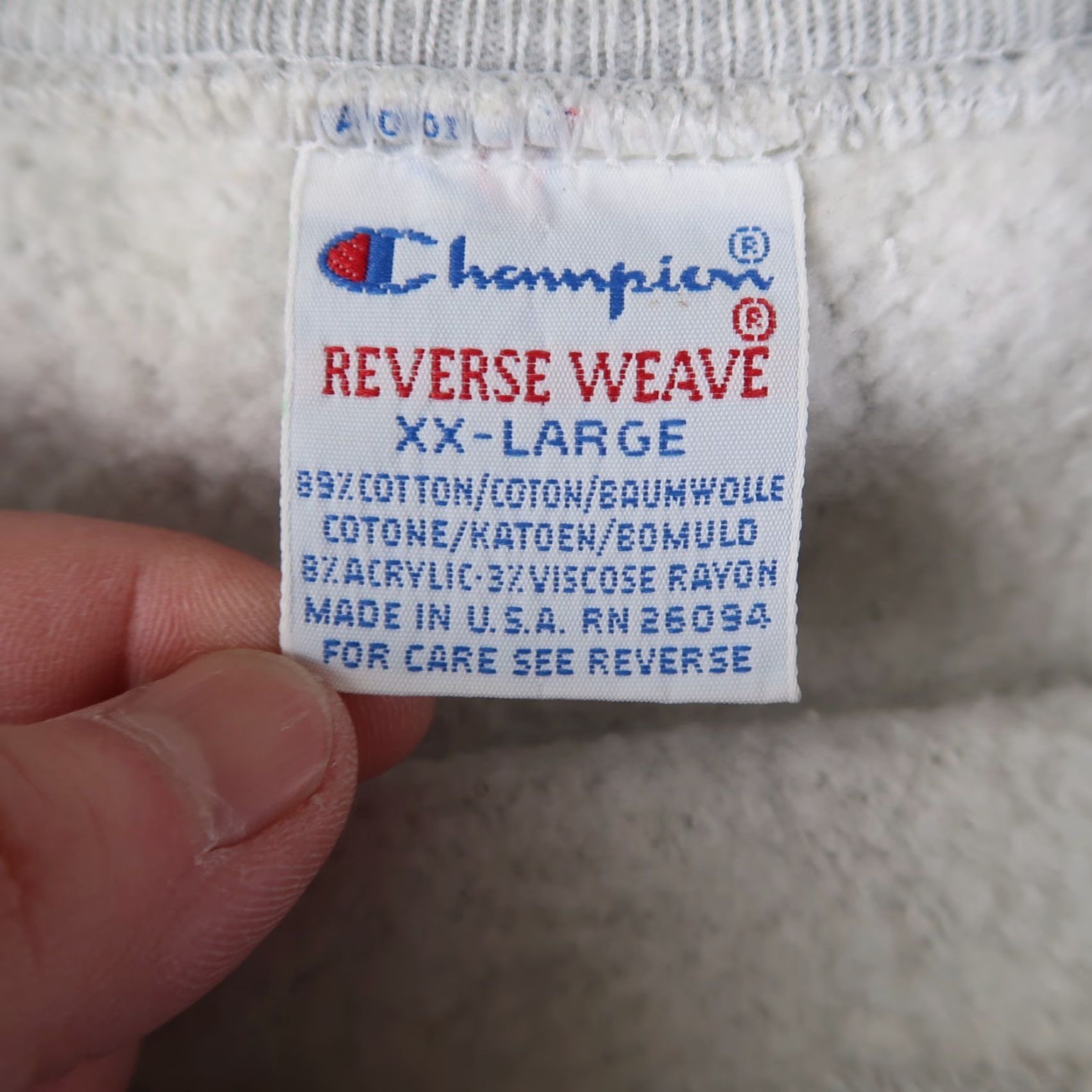 Champion VINTAGE Champion Sweatshirt 2XL Crew Neck Logo Key West Reverse Weave USA 90s Mens Gray Cotton Blend Knit Pullover Size US XXL / EU 58 / 5 - 4 Thumbnail