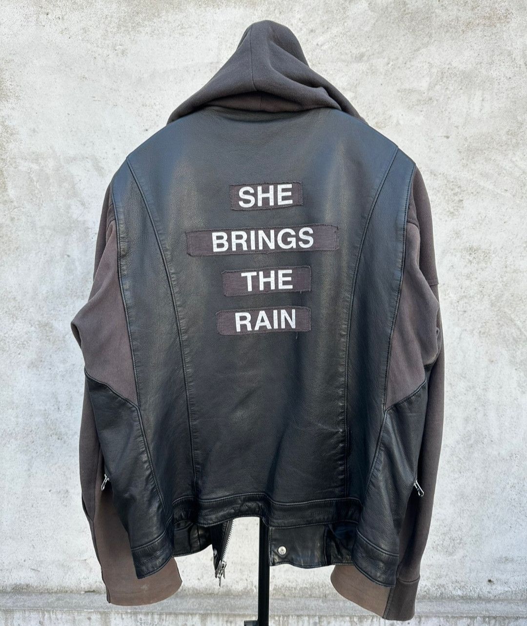 undercover patchwork leather jacket