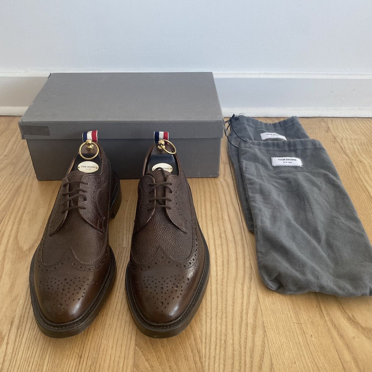 Thom Browne Thom Browne Brown Wingtip Grain Leather Dress Shoes Size US 12.5 / EU 45-46 - 1 Thumbnail