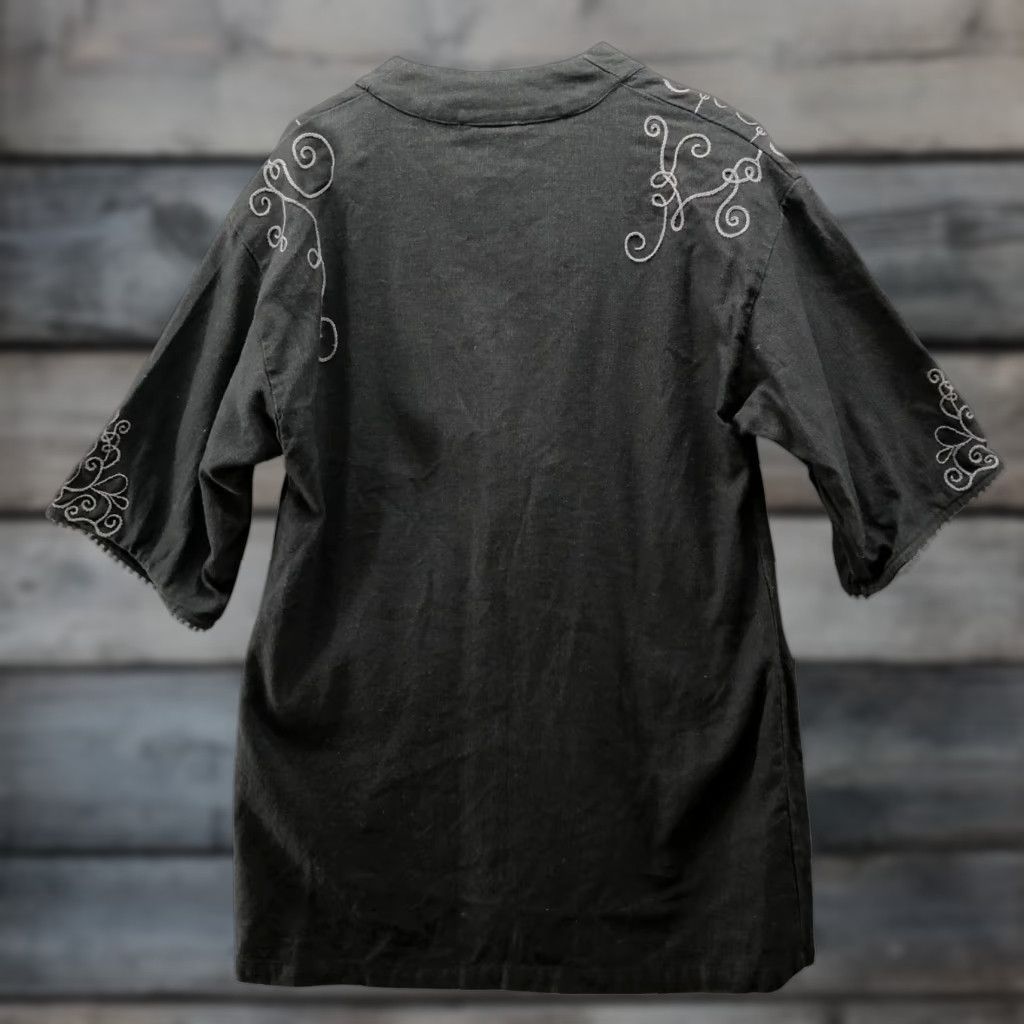 Vintage Gudrun Sjödé Cotton Linen Cardigan Jacket Womens M Embroidered Black Kimono Size M / US 6-8 / IT 42-44 - 1 Thumbnail