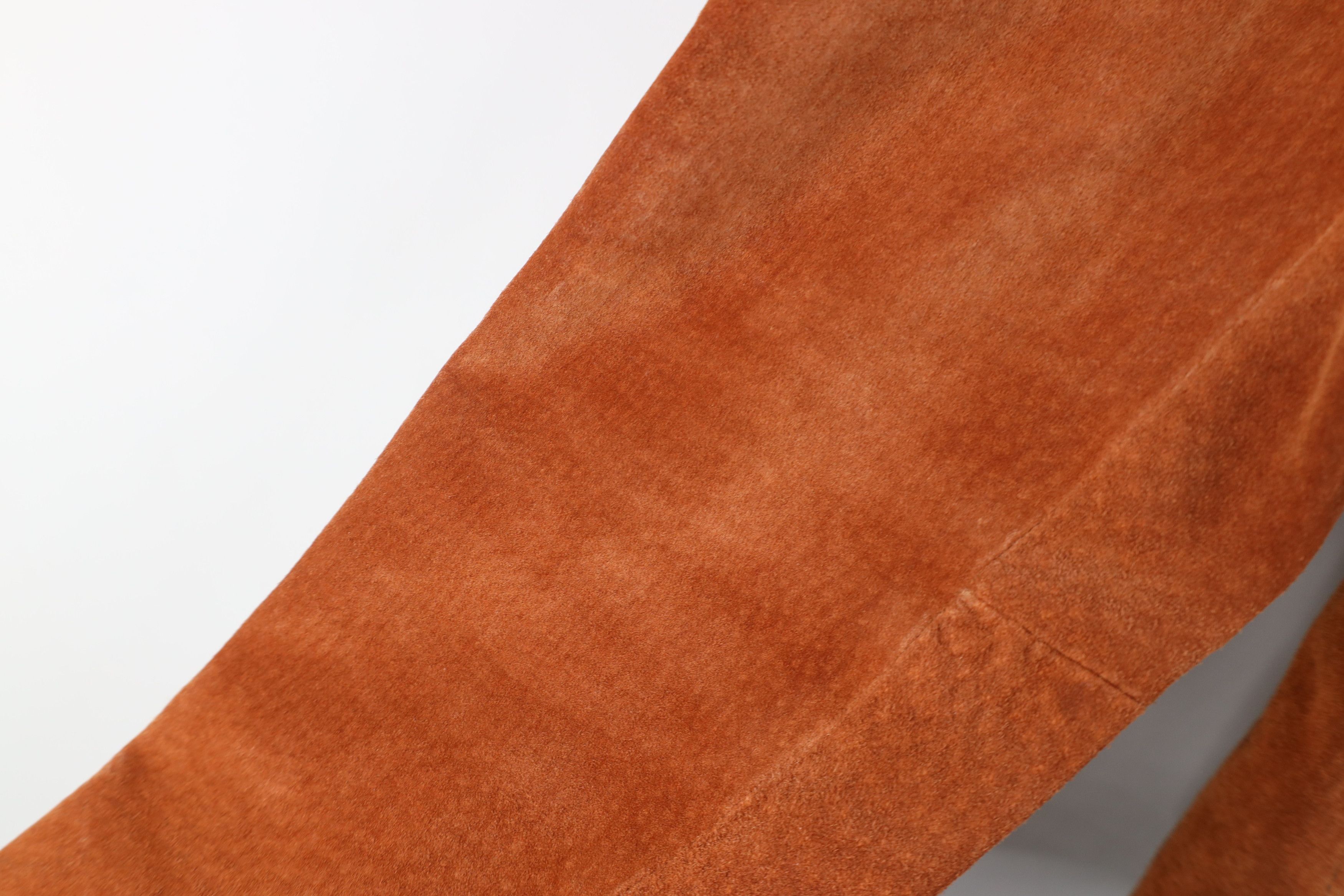 Vintage Vintage 90s Streetwear Suede Leather Jacket Burnt Orange Size L / US 10 / IT 46 - 8 Thumbnail