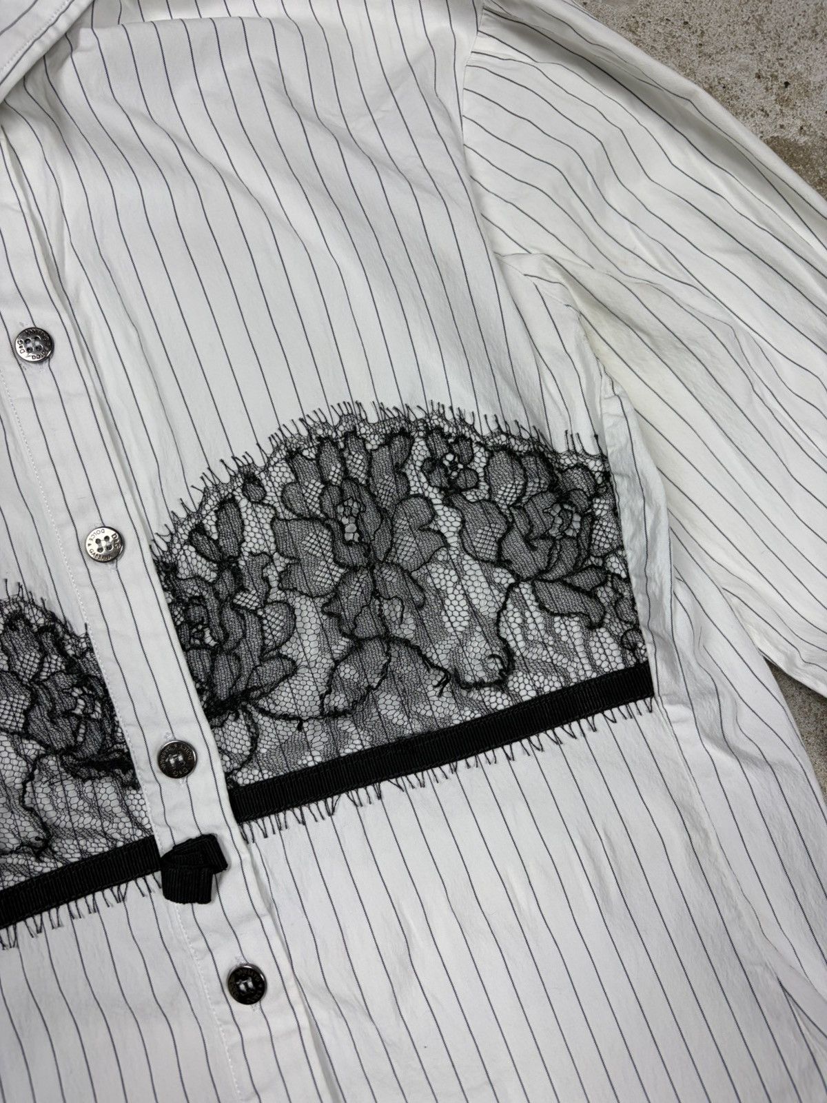 Vintage 2000s Dolce & Gabbana Striped Shirt Lace Bra