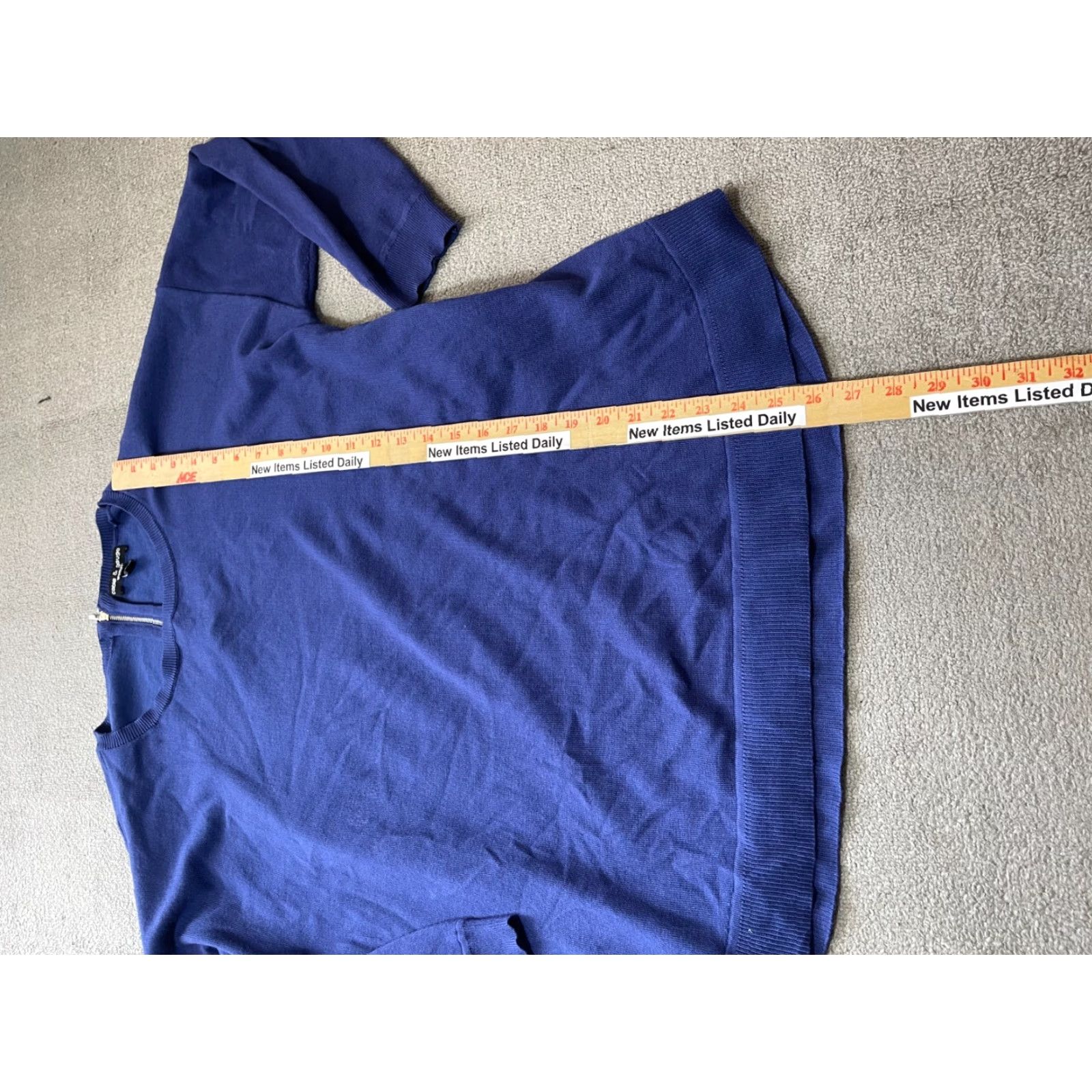 Vintage CABLE & GAUGE Sweater Womens XL Blue Cardigan Zip closure on back 1X Scoop Neck Women Size XL / US 12-14 / IT 48-50 - 2 Thumbnail